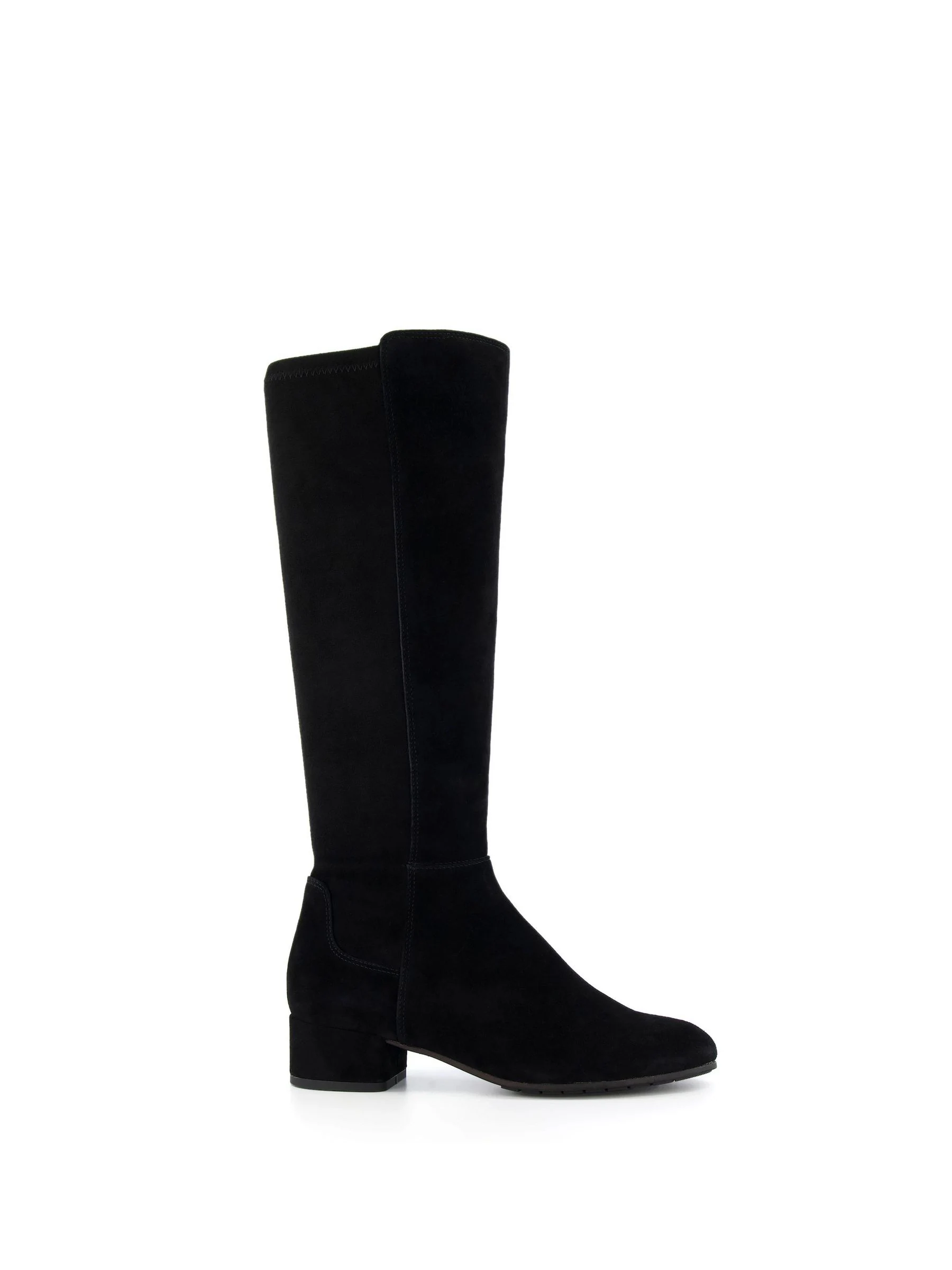 Dune London Black Suede Wide Fit Tayla Smart Stretch High Leg Boots