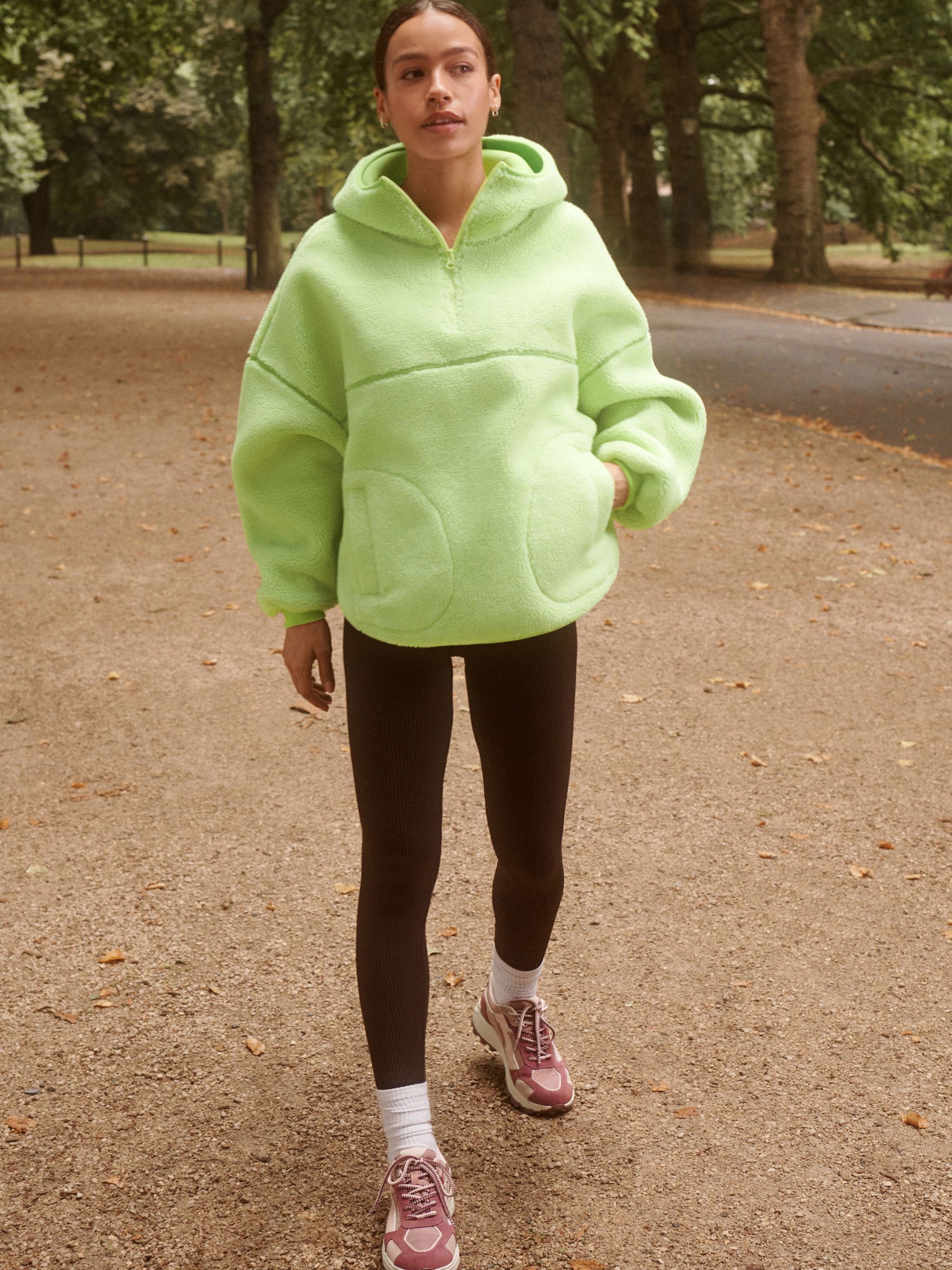 Lime Green Active Borg Hooded Jacket