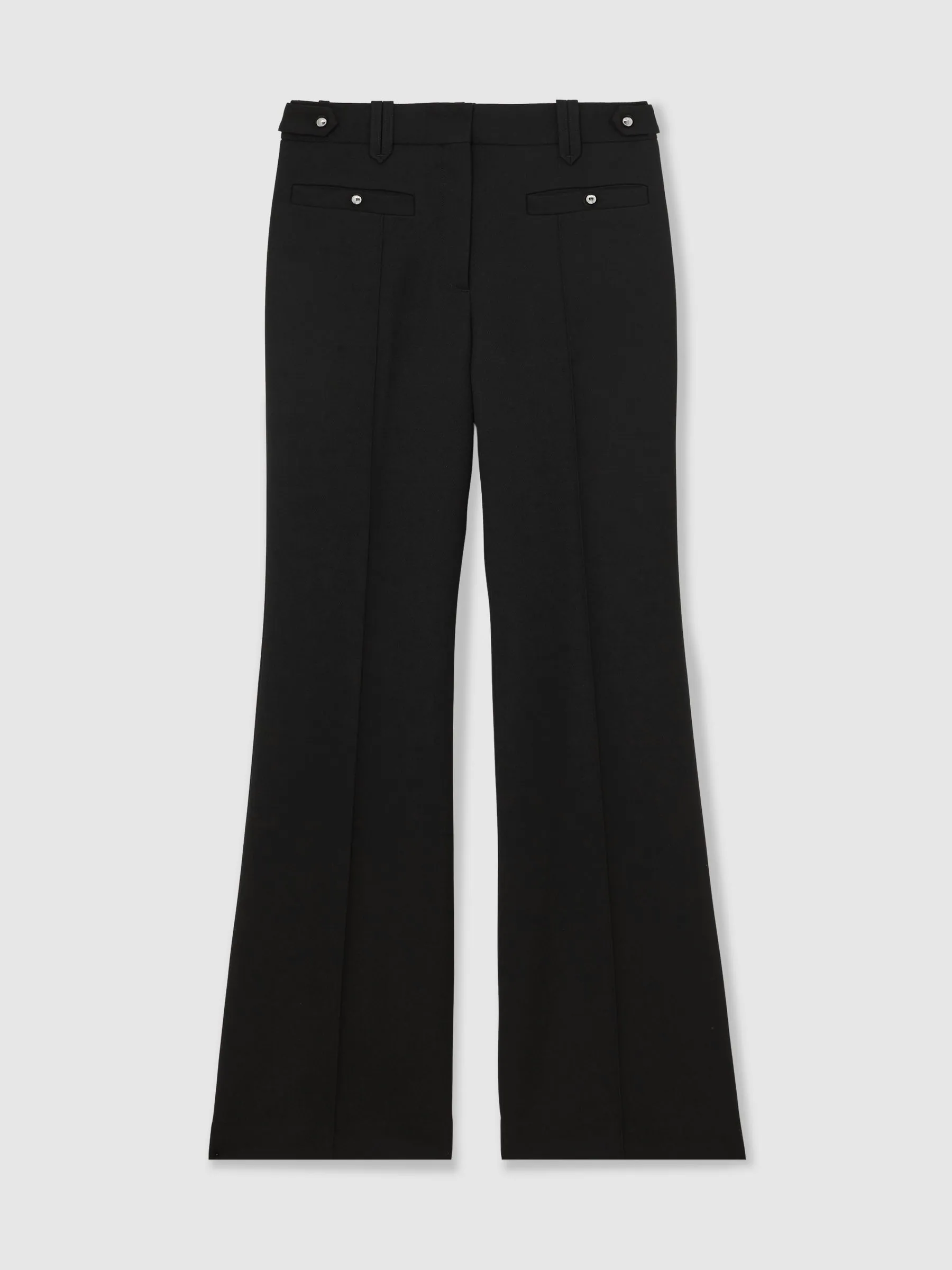 Reiss Black Athena Atelier Wool Stud Flared Trousers