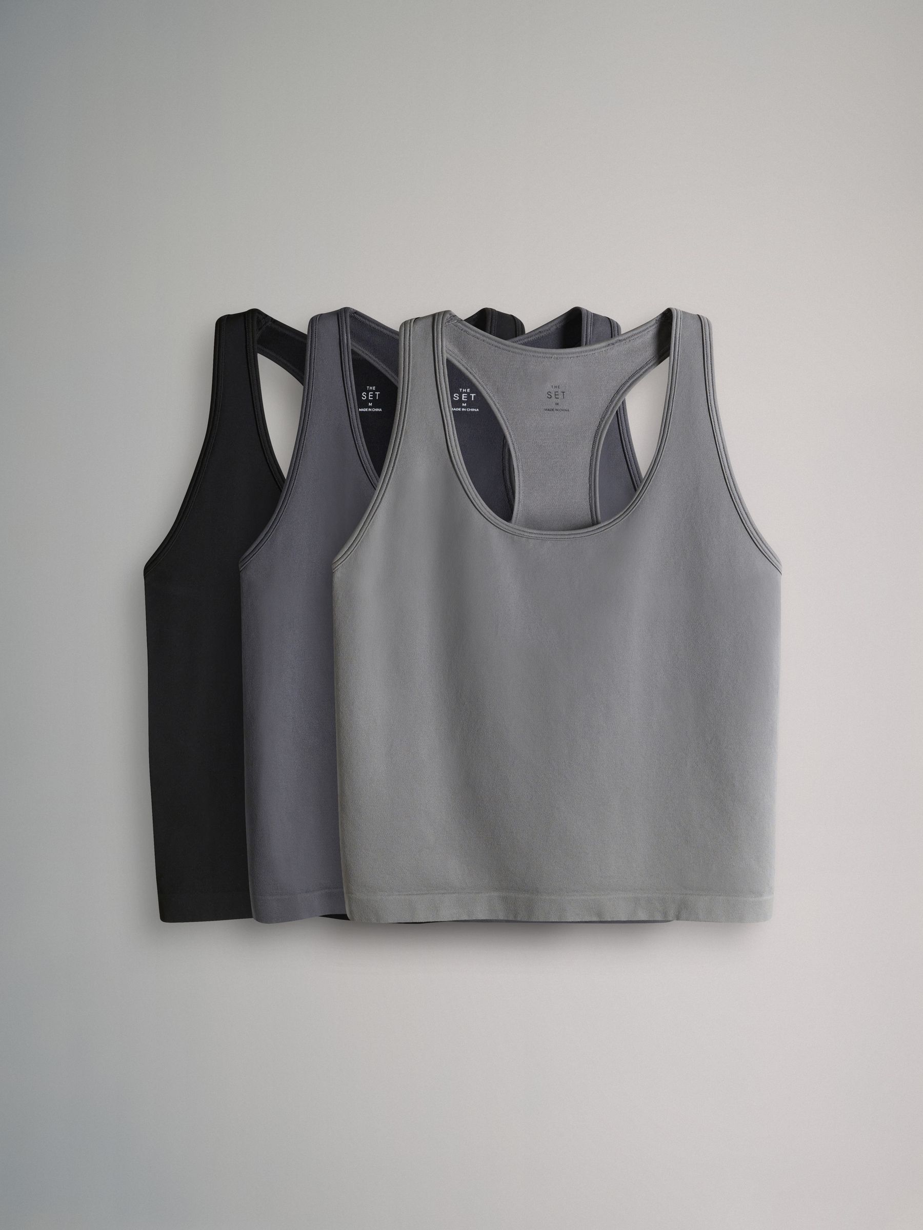 The Set 3 Pack Active Smoothing Racer Vest Balck/Charcoal/Grey