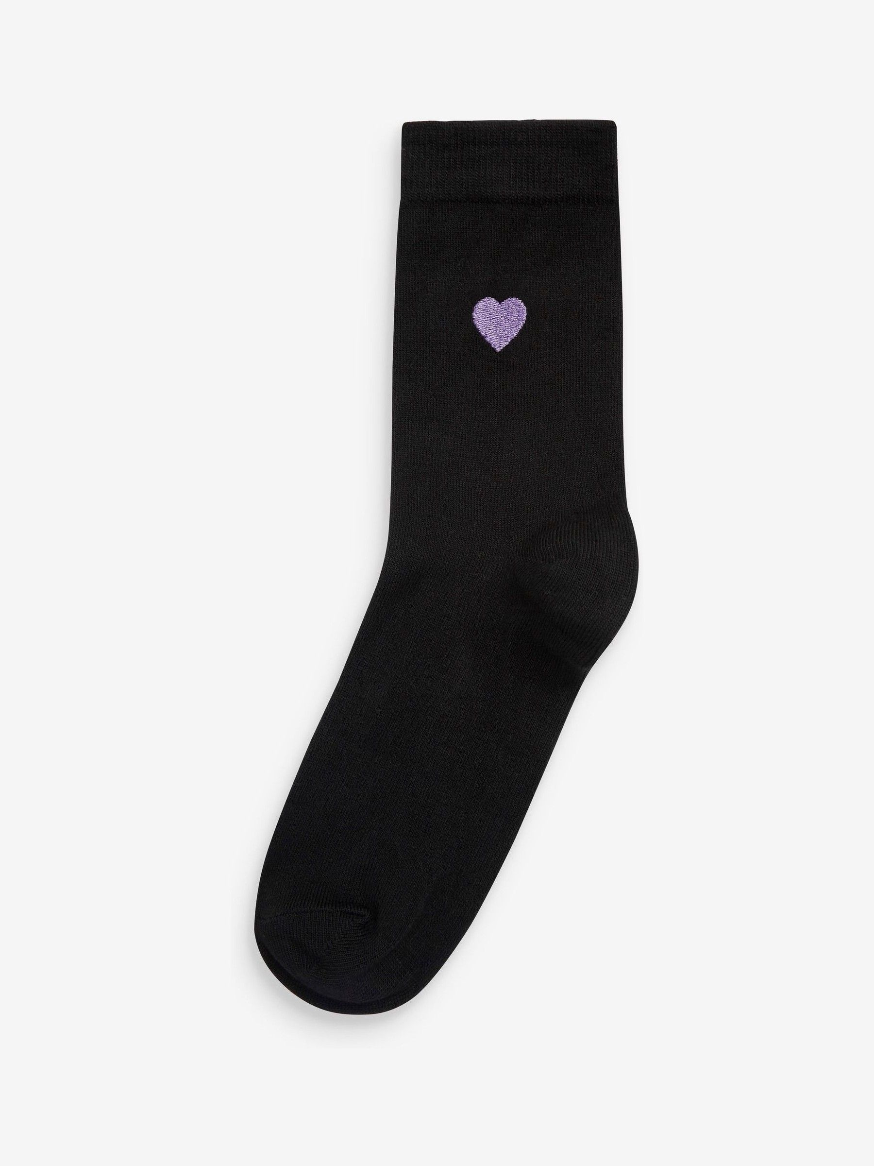 Heart Embroidered Motif Ankle Socks 5 Pack