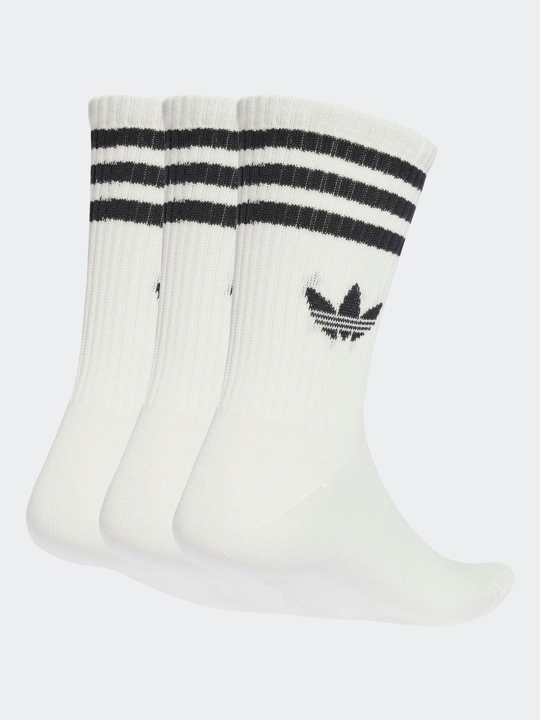 adidas Originals White Ecru Crew 3-Stripes Crew Socks 3 Pairs