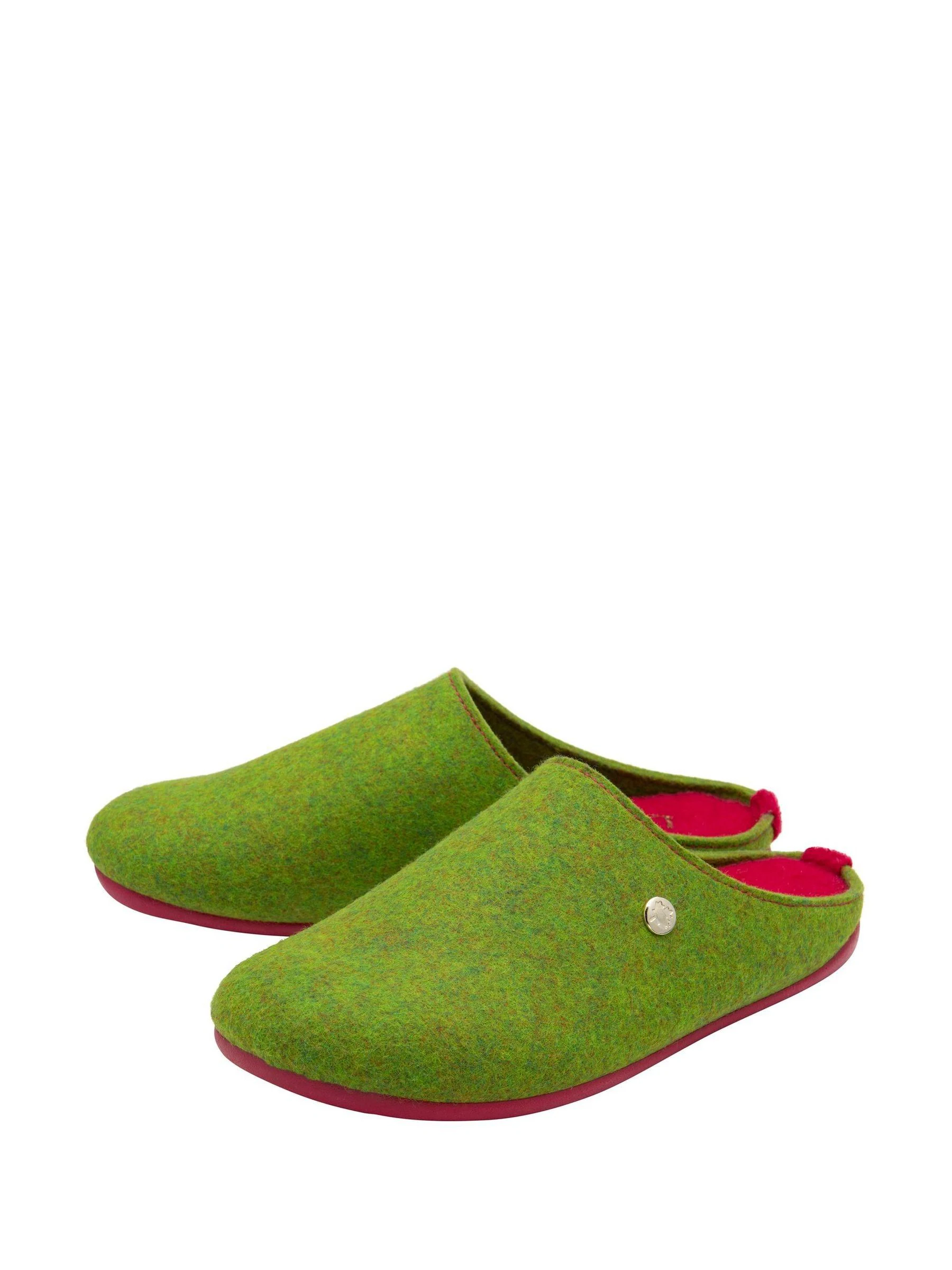 Lotus Green Textile Flat Mule Slippers