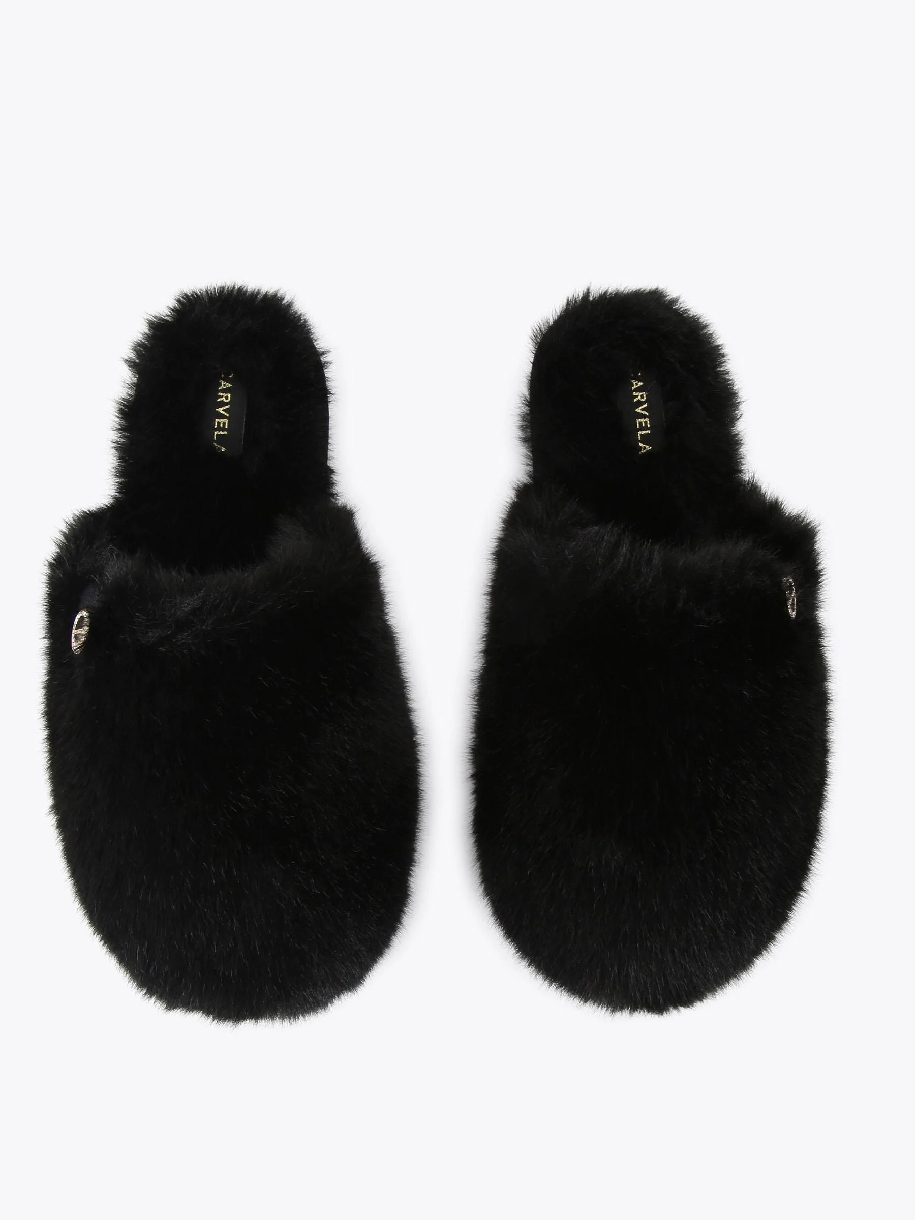 Carvela Black Jackpot FUR Slippers