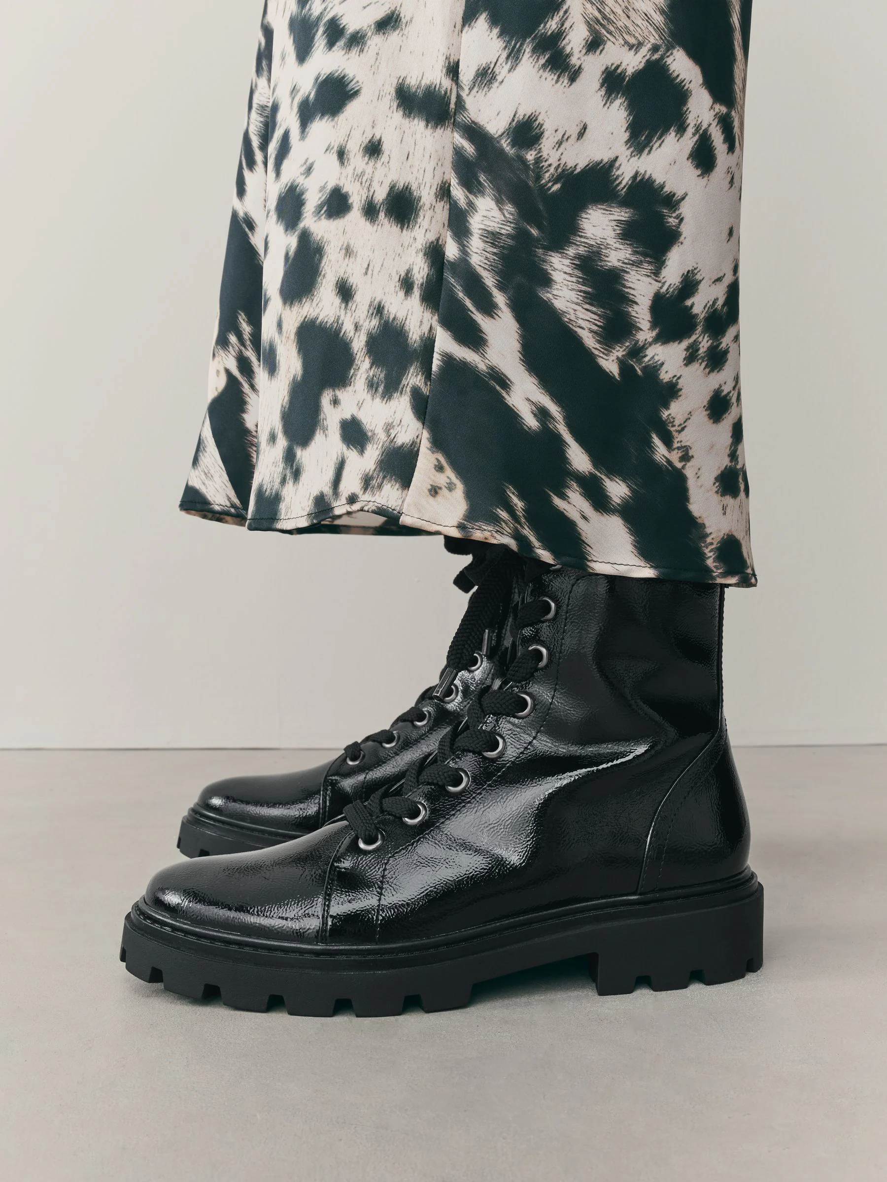 Black Patent Standard/Wide Fit Forever Comfort® Lace-Up Boots