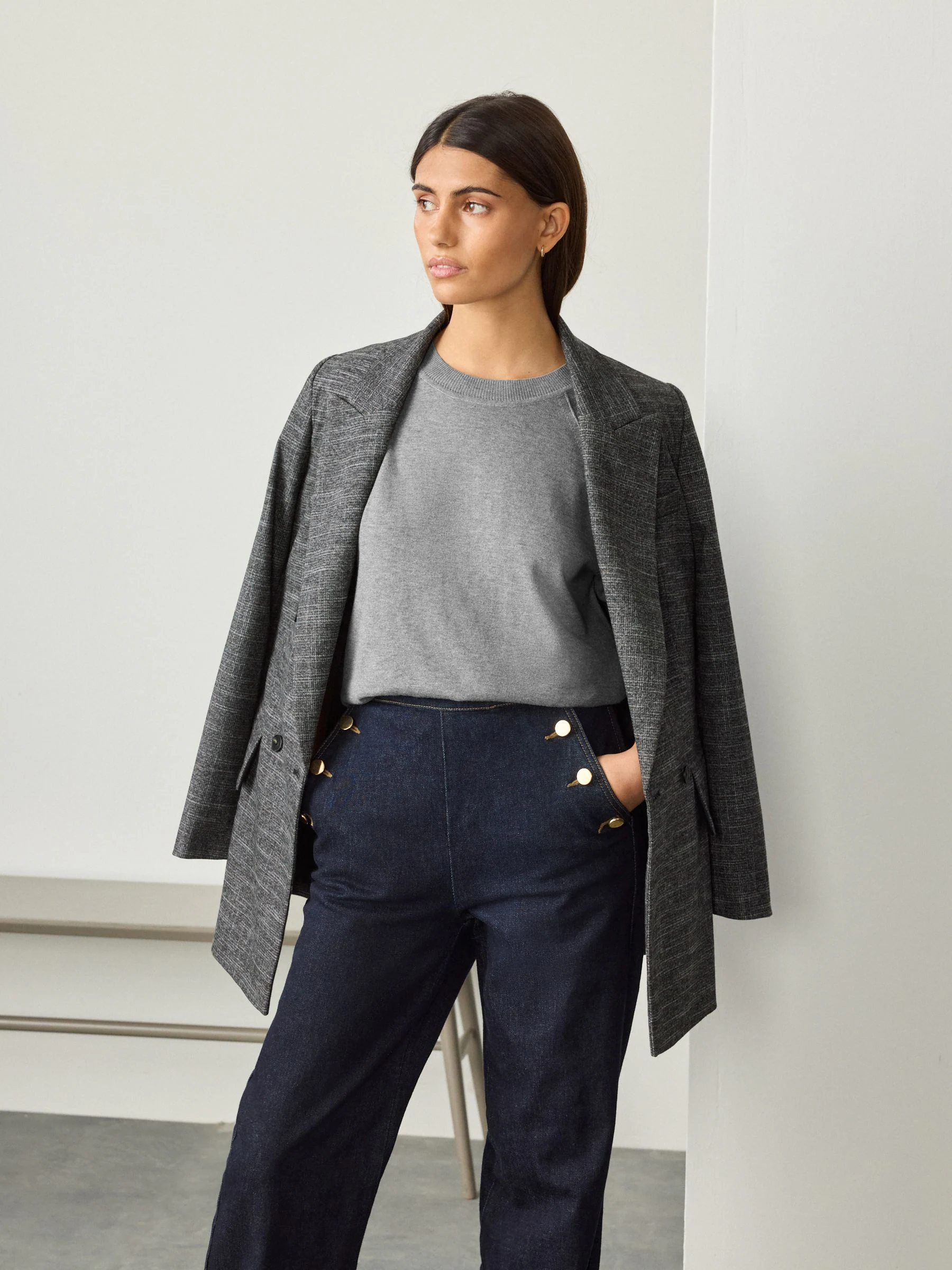 Grey Soft Touch Crew Neck Cotton Rich Jumper