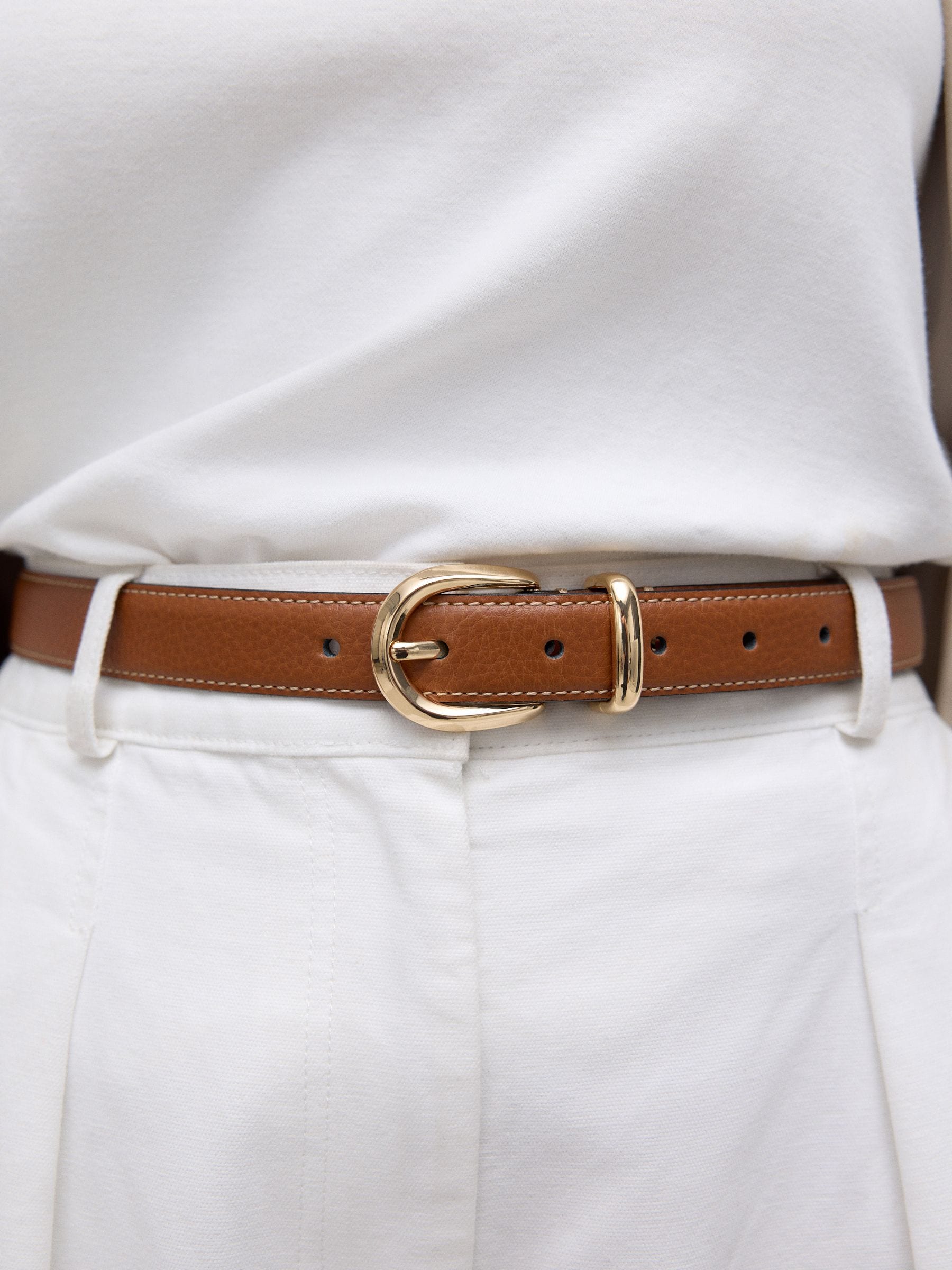 Tan Brown N. Premium Made In Italy Mid Width Belt