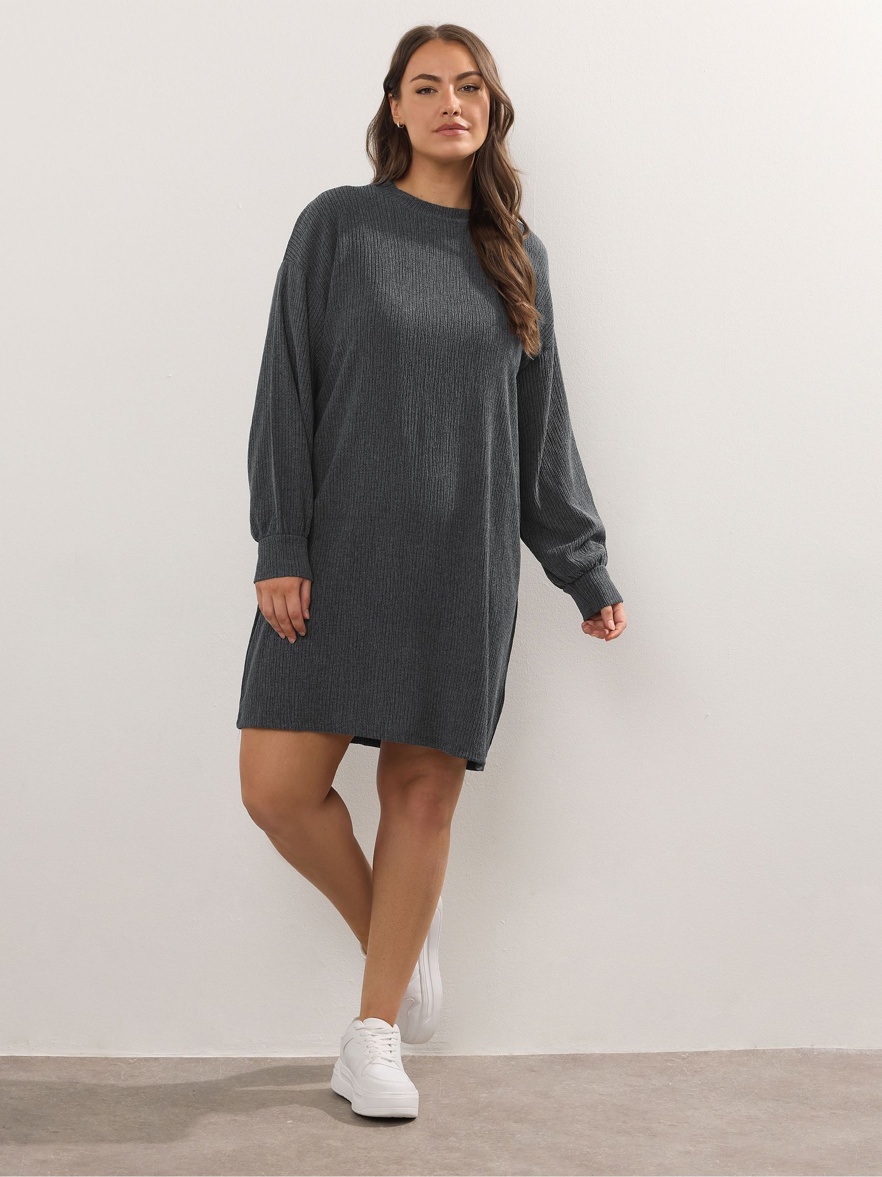 Yours Curve Grey Textured Tunic Dress