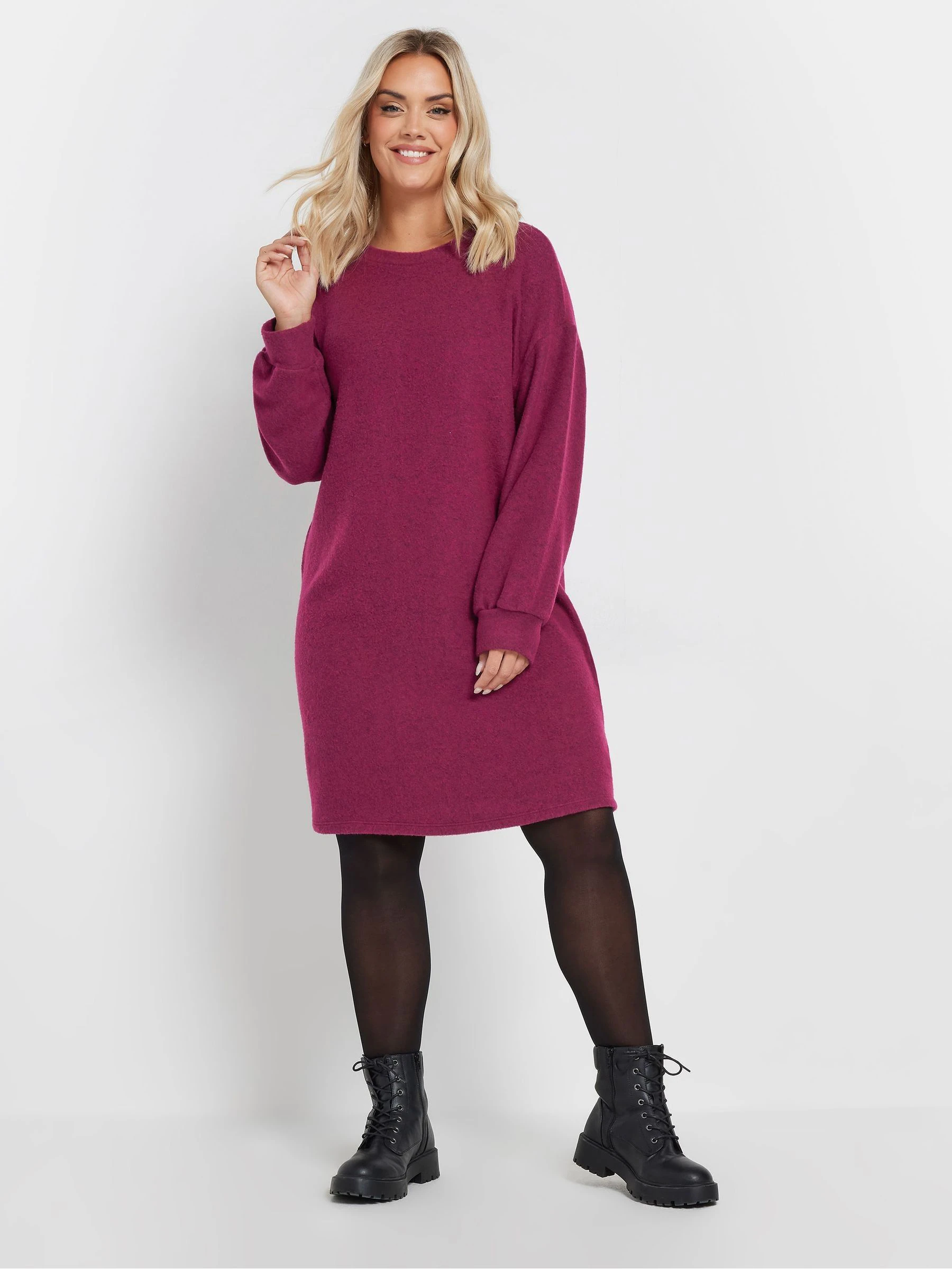 Yours Curve Pink Soft Touch Jumper Dress