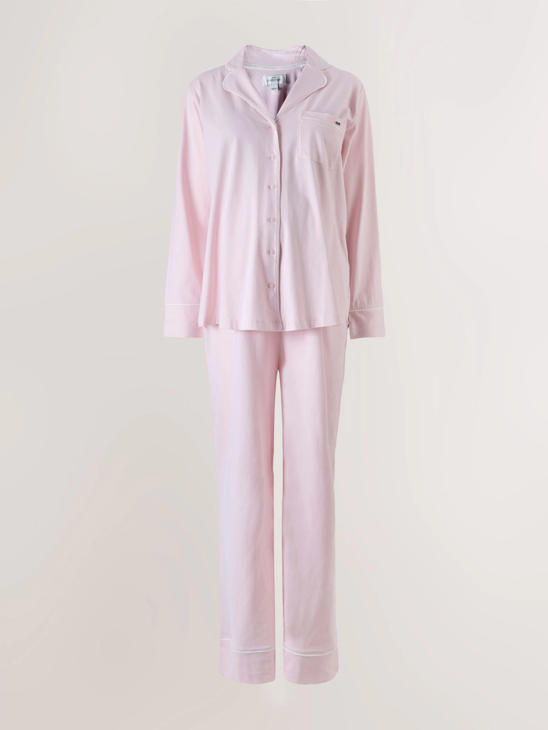 Pink Maternity Jersey Button Through Pyjamas