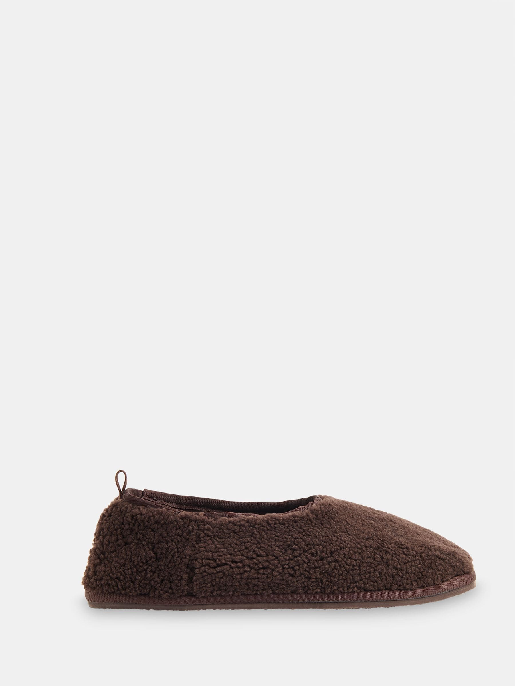 Whistles Brown Shearling Ballet Slippers