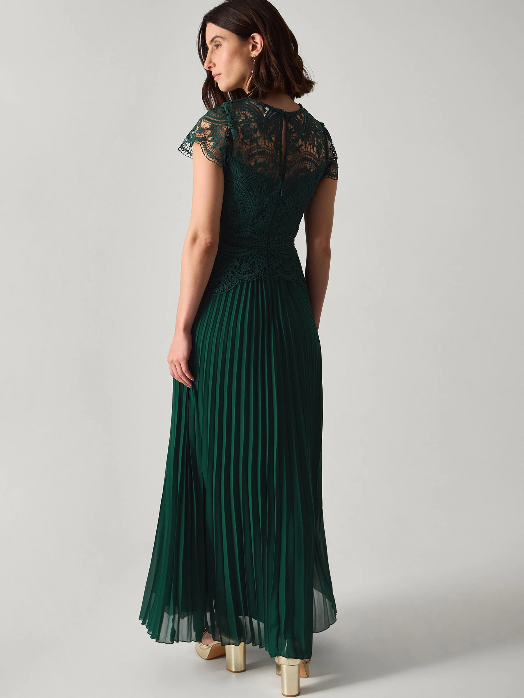 Monsoon Green Monica Lace Maxi Bridesmaid Dress
