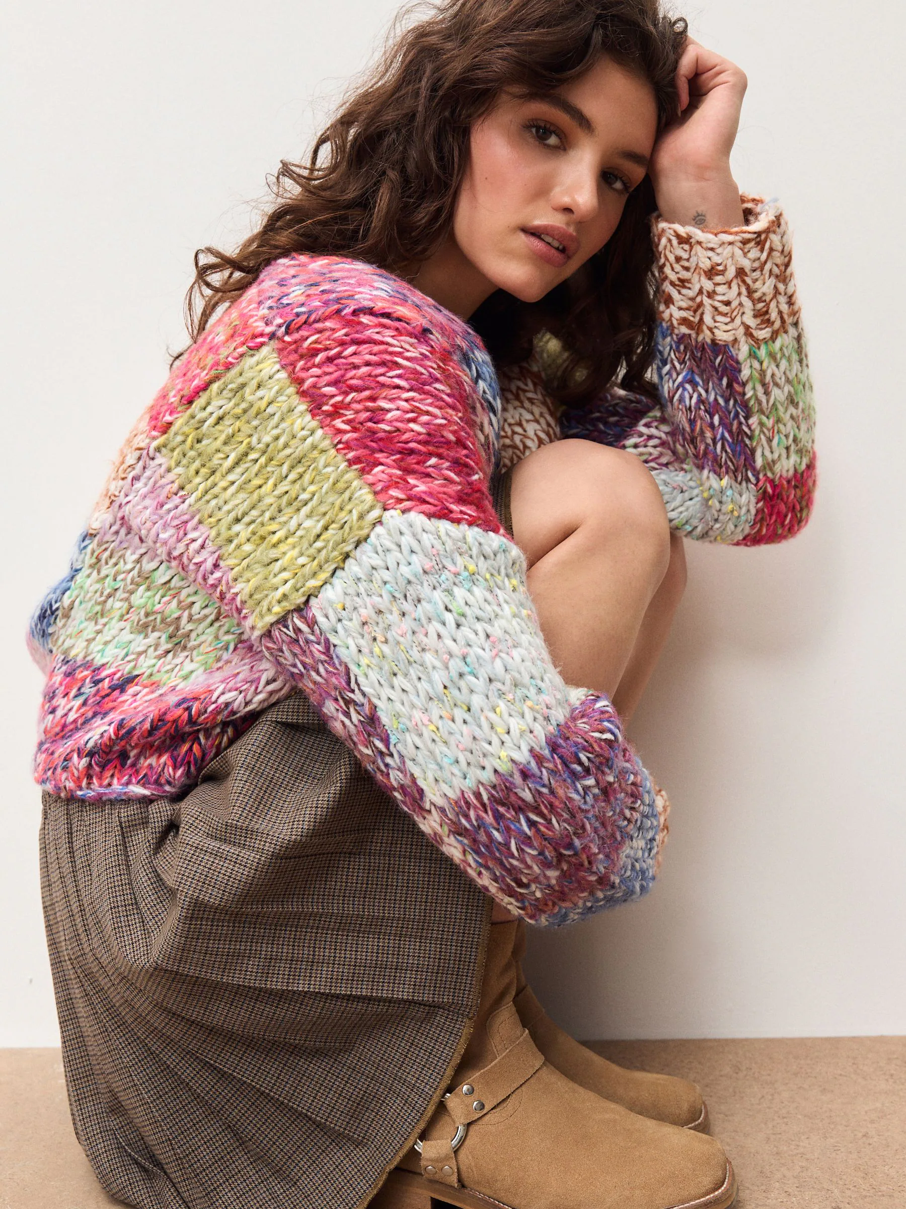 Multi Patchwork Hand Stitch Cardigan