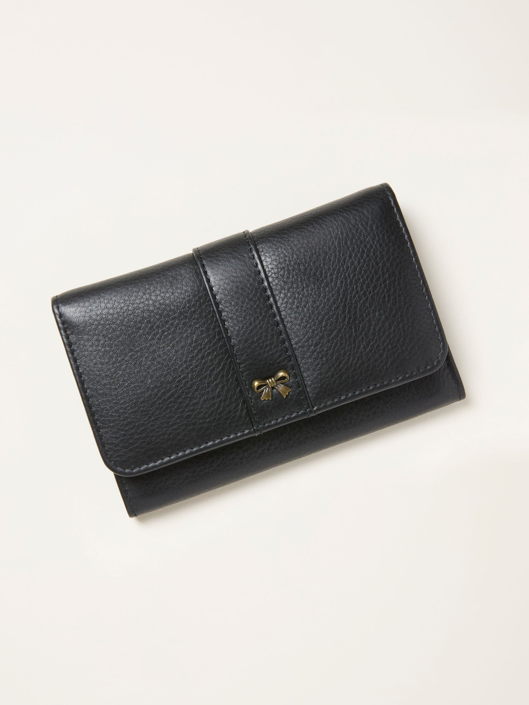 FatFace Black Bow Detail Leather Purse