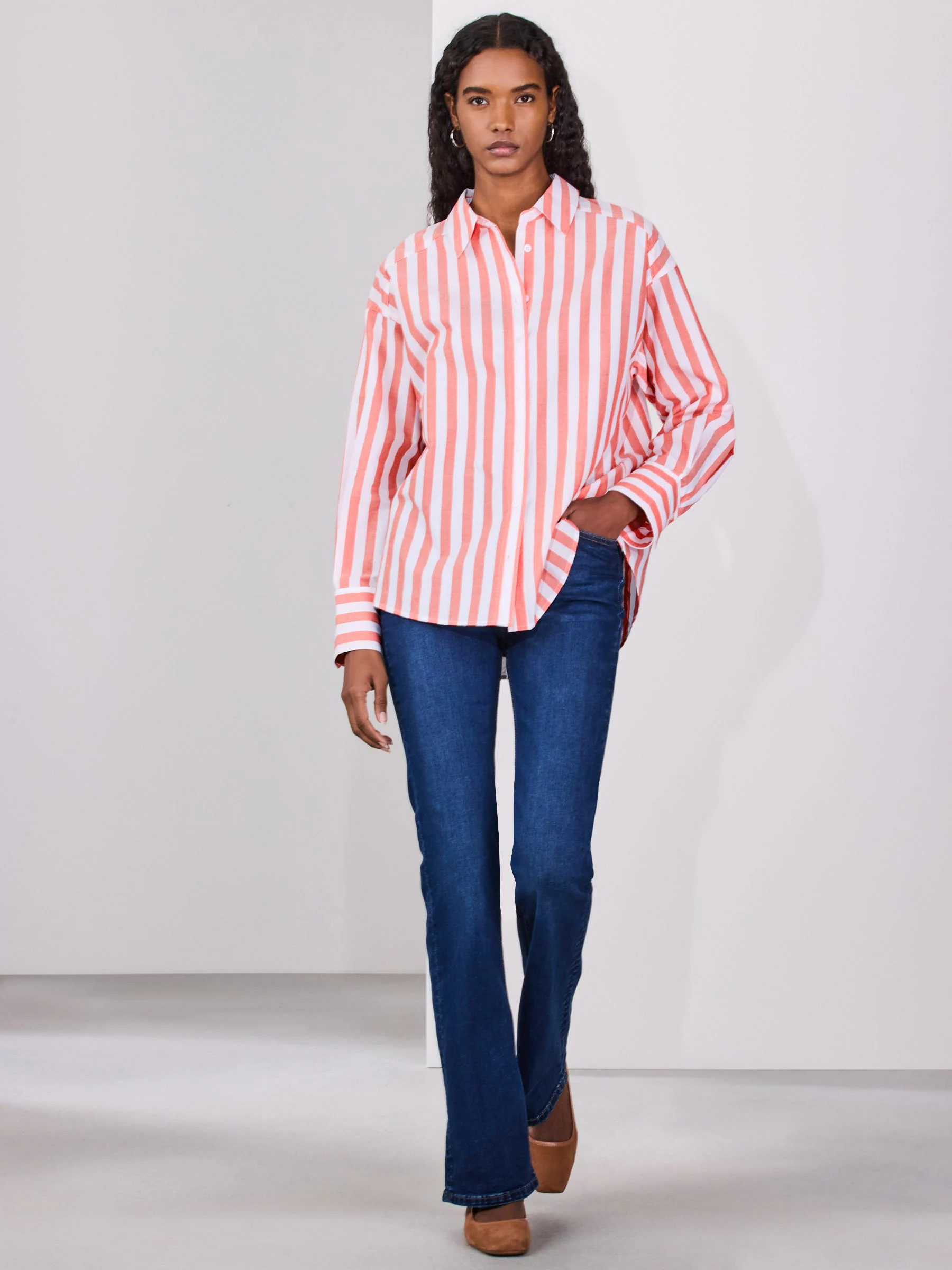 Red/White Stripe Oversized Boyfriend Shirt