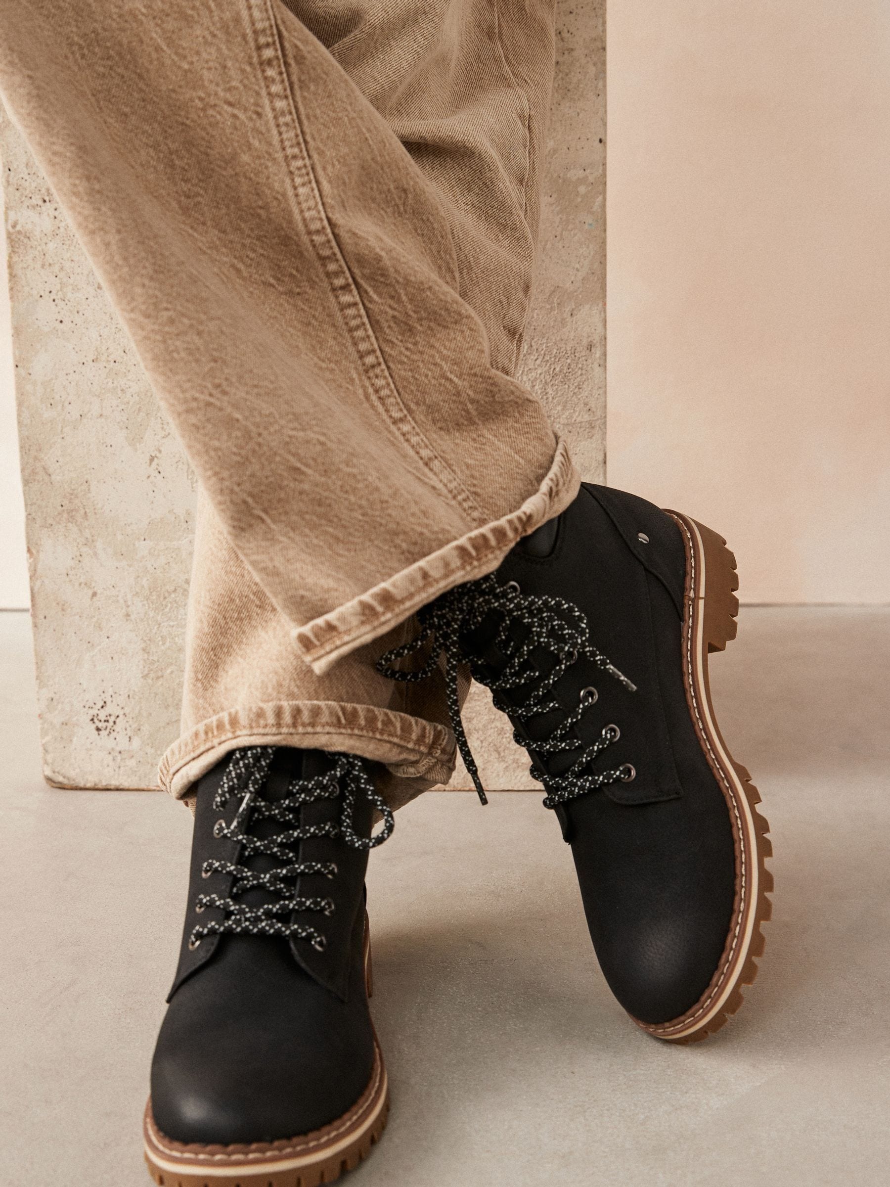 Black Standard/Wide Fit Forever Comfort® Casual Lace-Up Ankle Boots