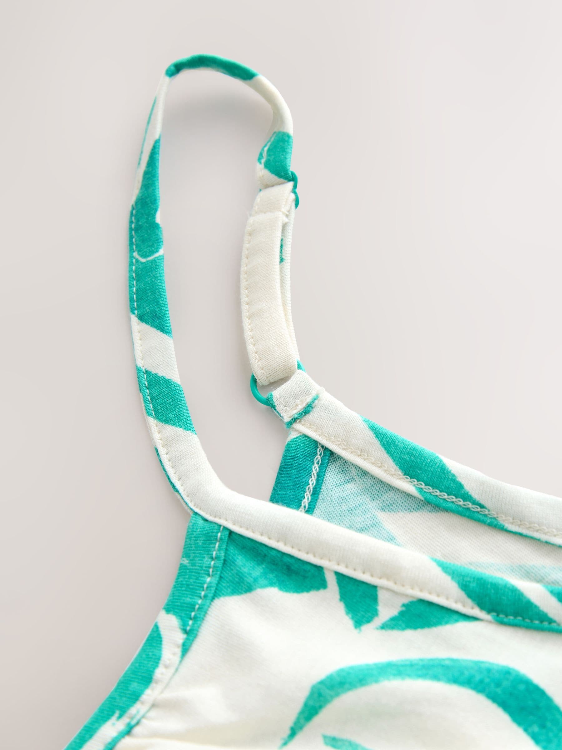 Teal/Ecru Floral Print Flowy Strappy TENCEL™ Modal Blend Vest Top