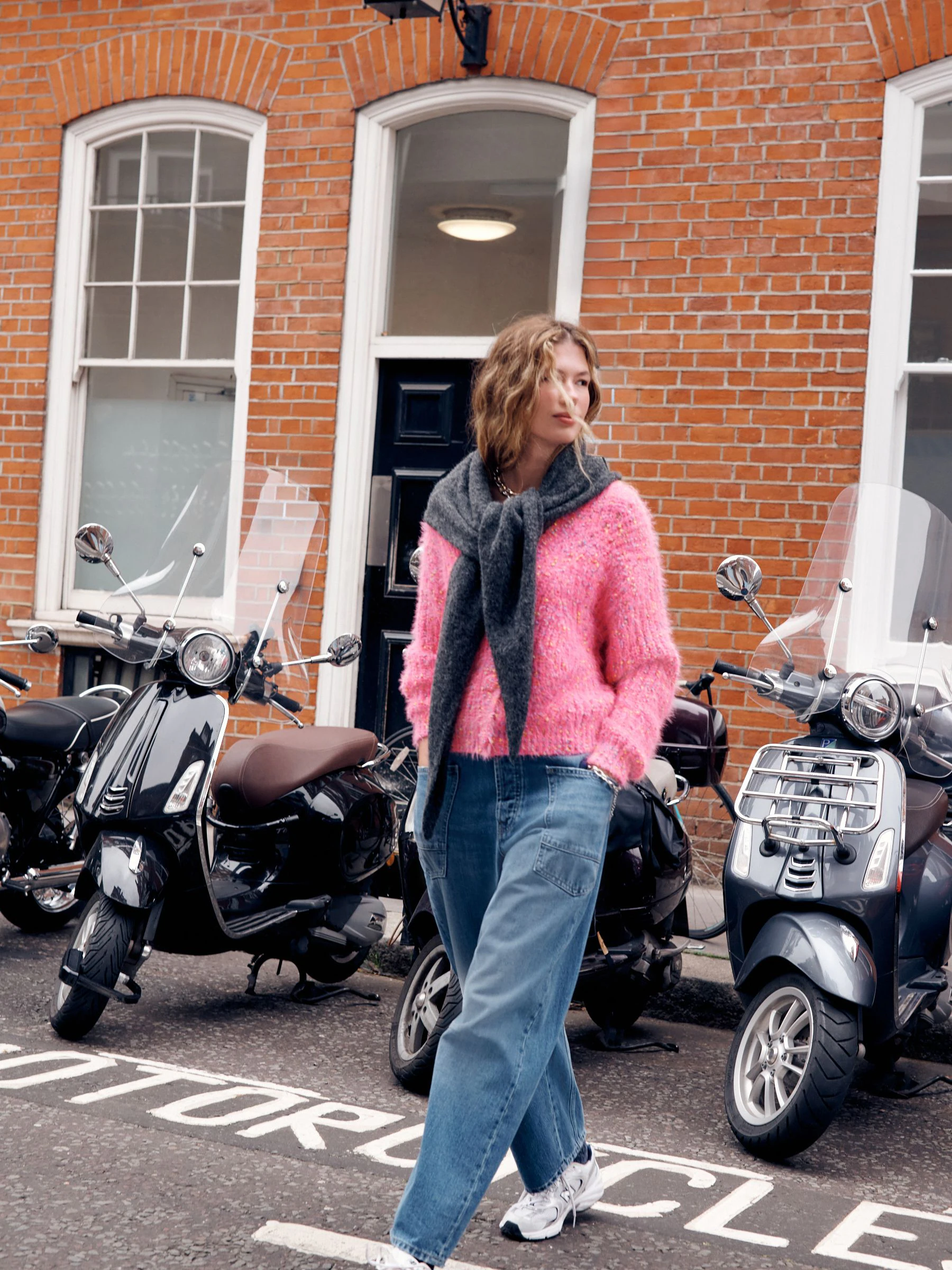 Mid Blue Denim Double Pocket Barrel Jeans