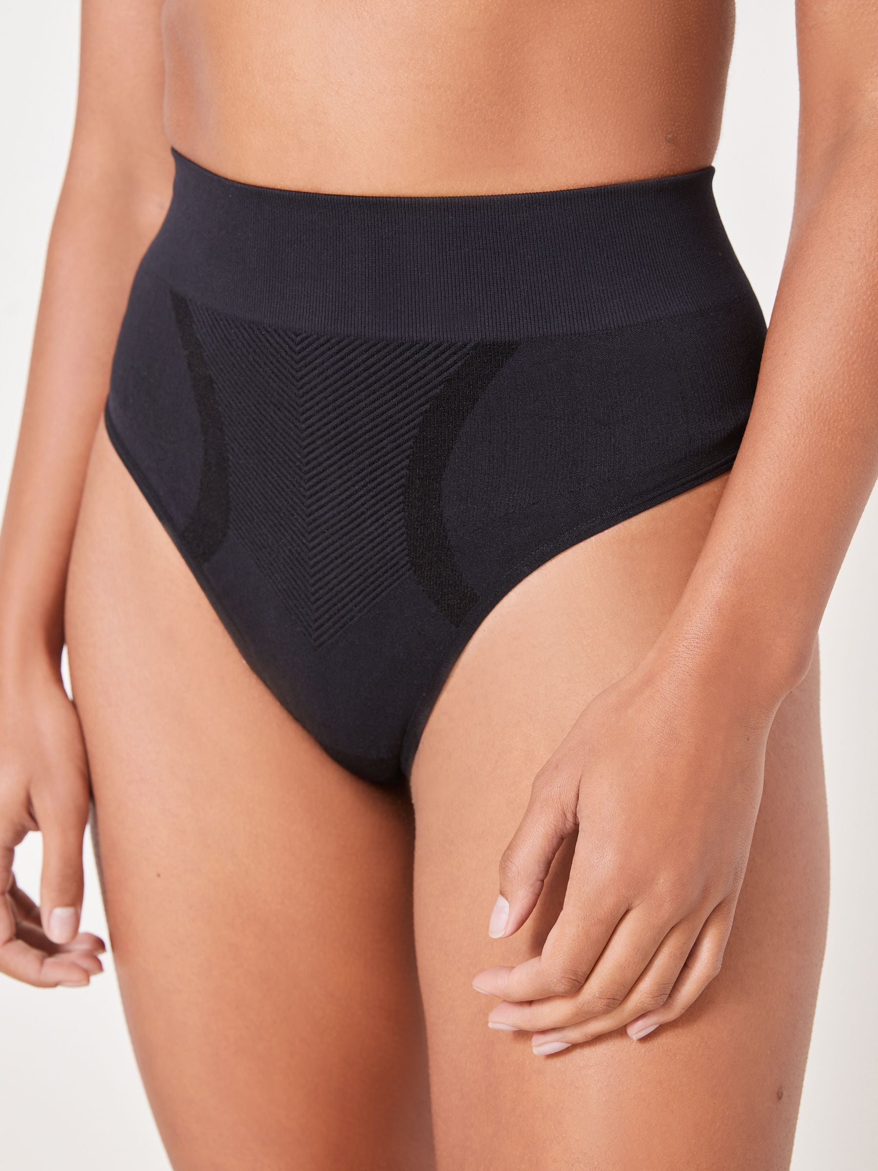 Black High Waist Thong Seamless Firm Tummy Control Shaping Briefs