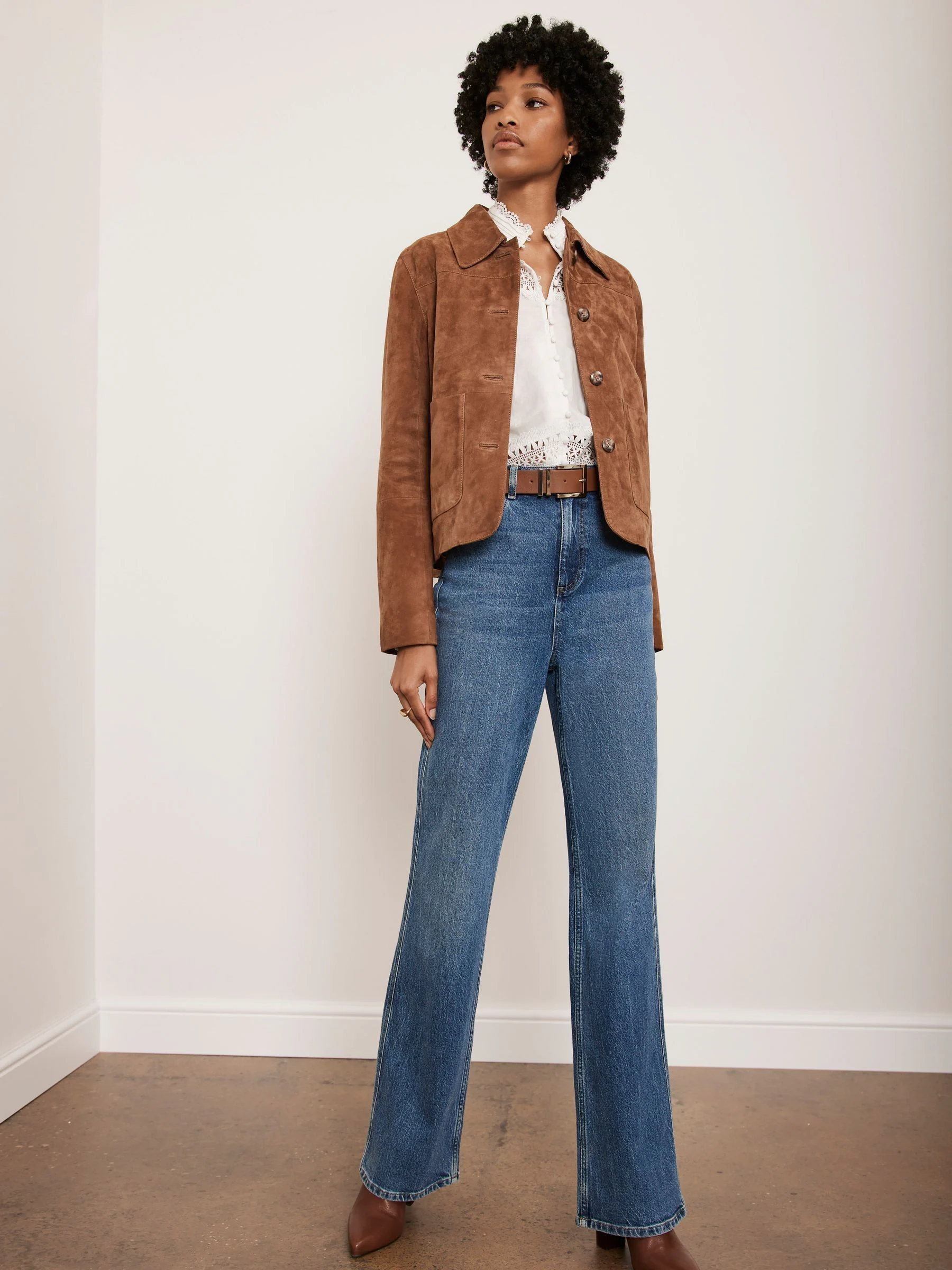 Mint Velvet Brown Suede Pocket Detail Jacket