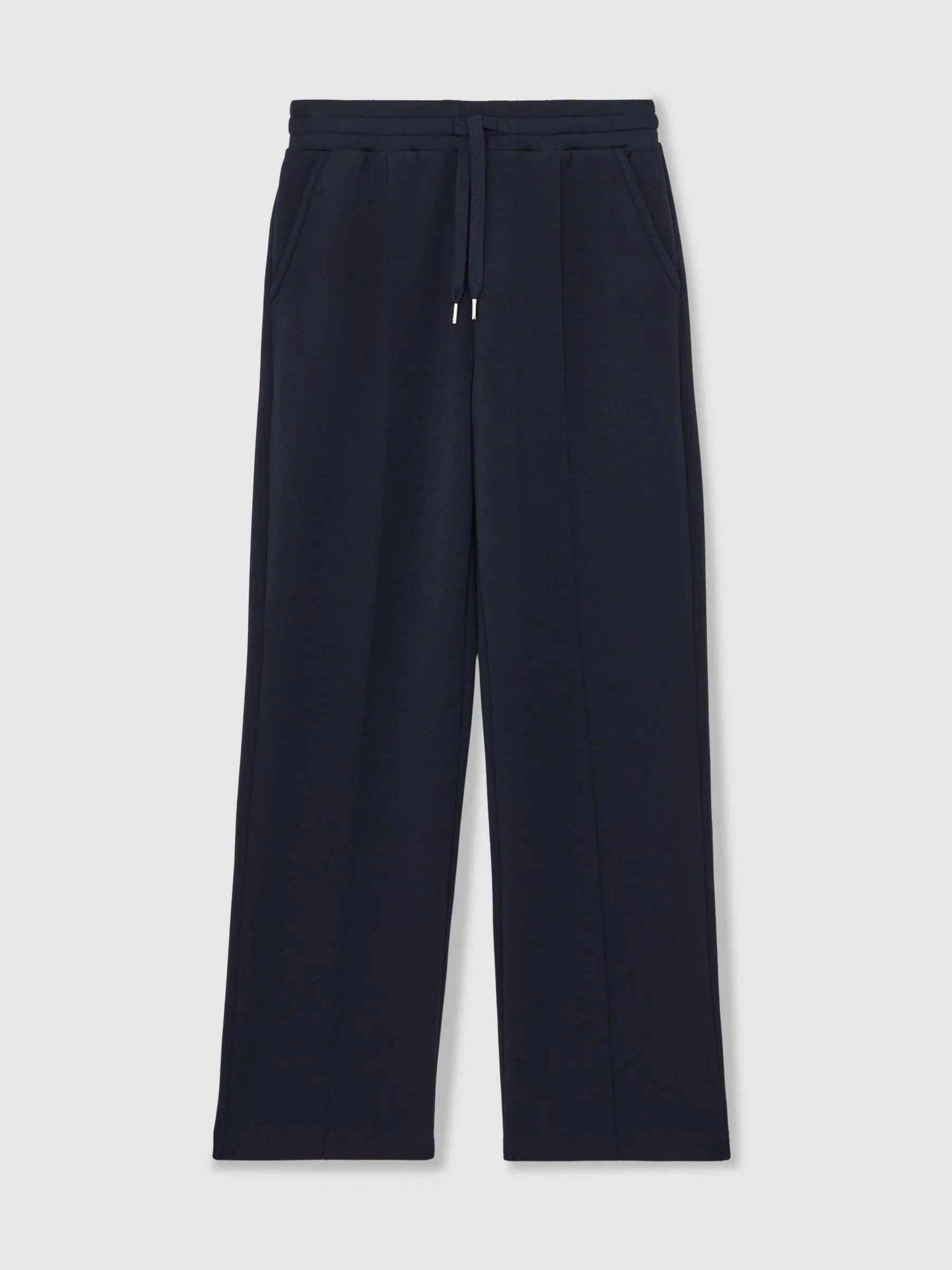 Reiss Navy Jemma Premium Interlock Wide-Leg Joggers