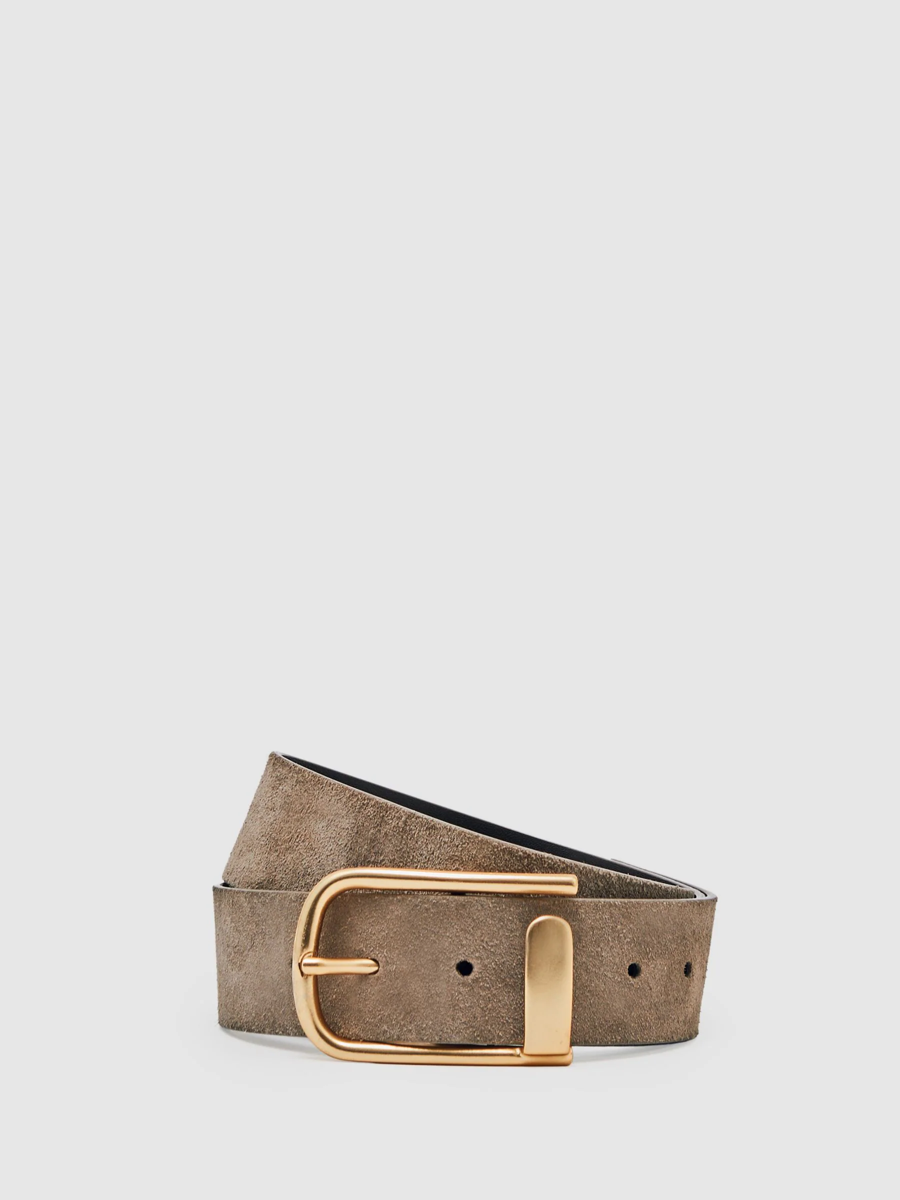 Reiss Grey Iyla Suede Half Keeper Belt