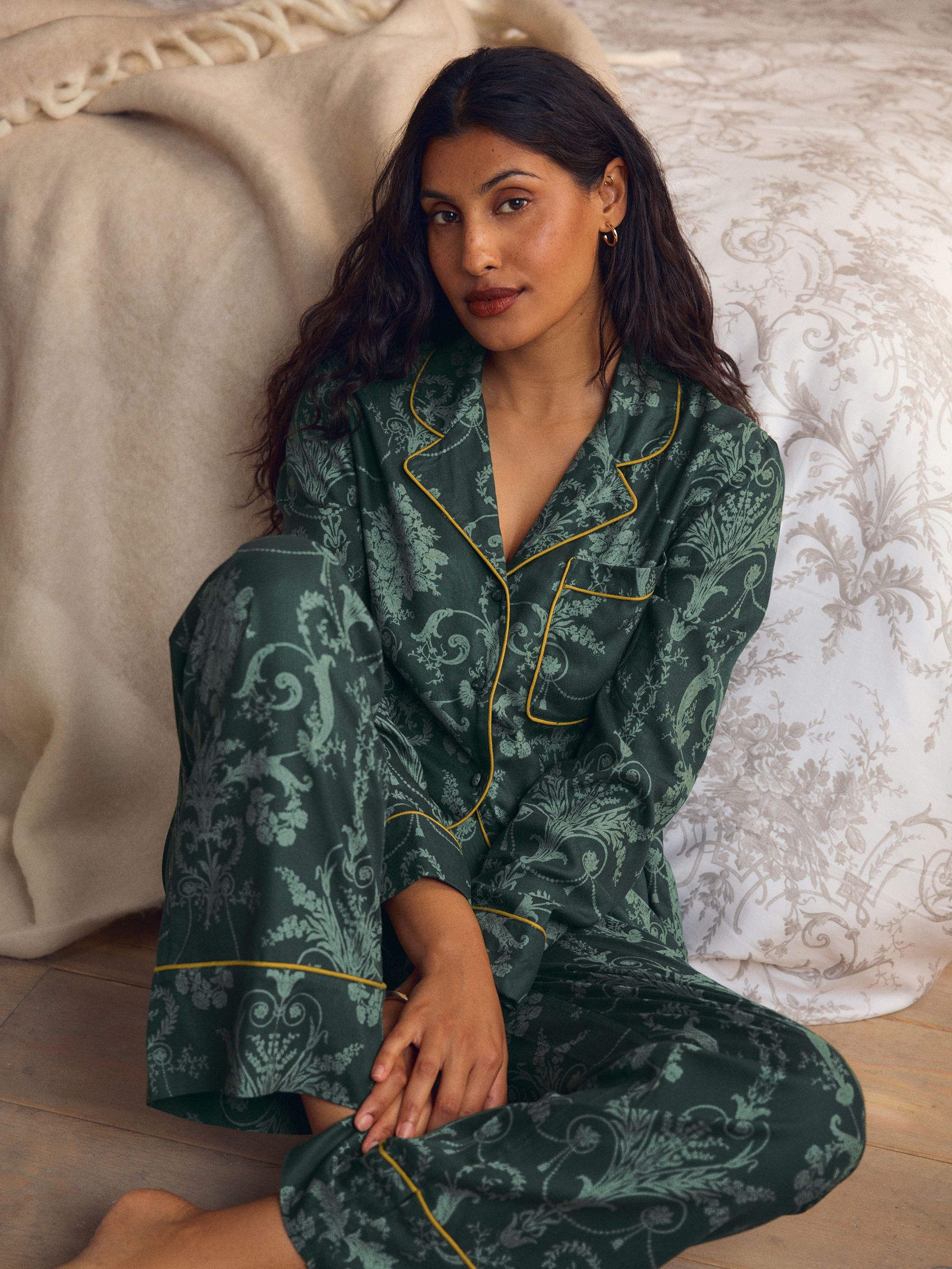 Laura Ashley Emerald Green Josette Button Through Pyjamas