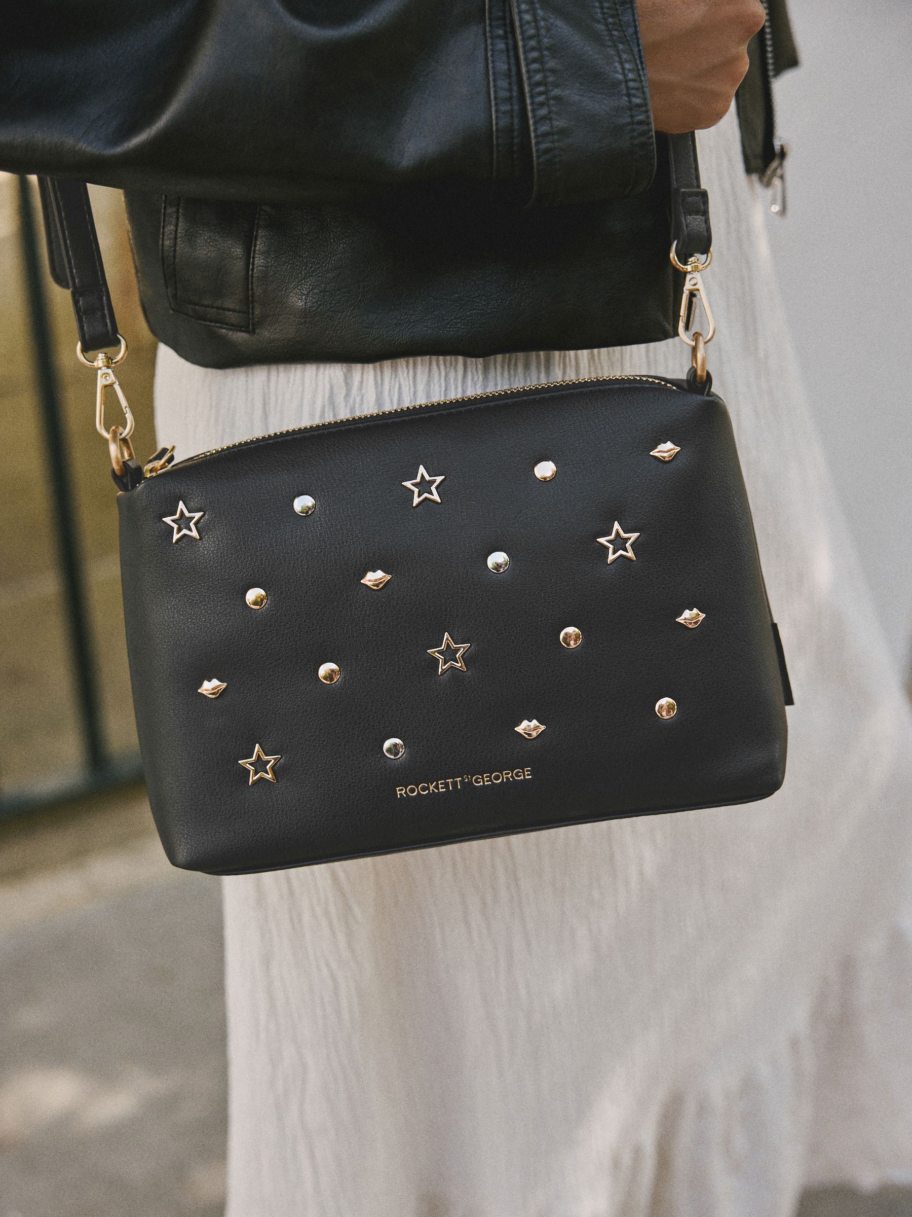 Rockett St George Black Icon Stud Cross-Body Bag