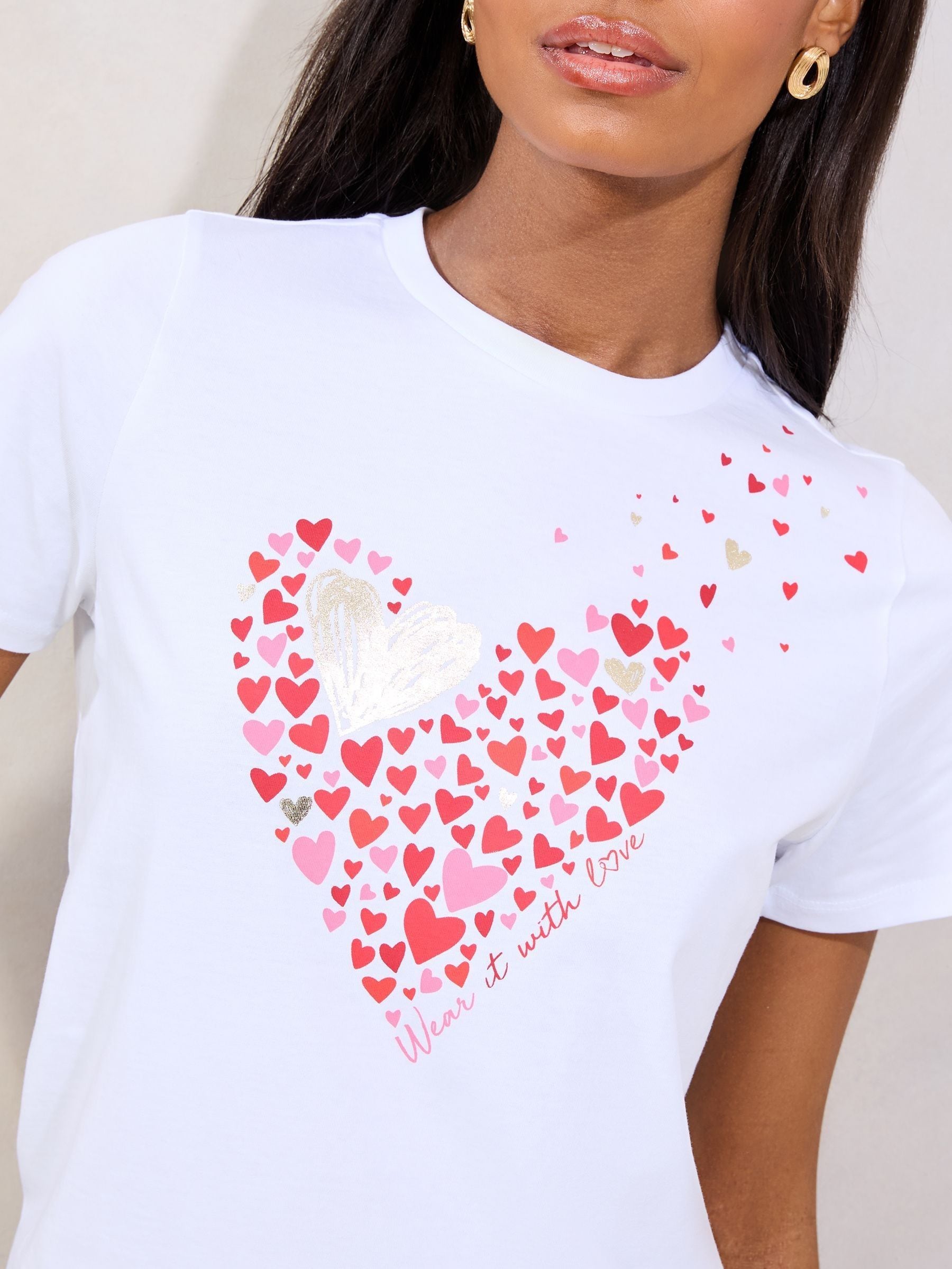 Lipsy White Boyfriend Wear it with Love T-Shirt