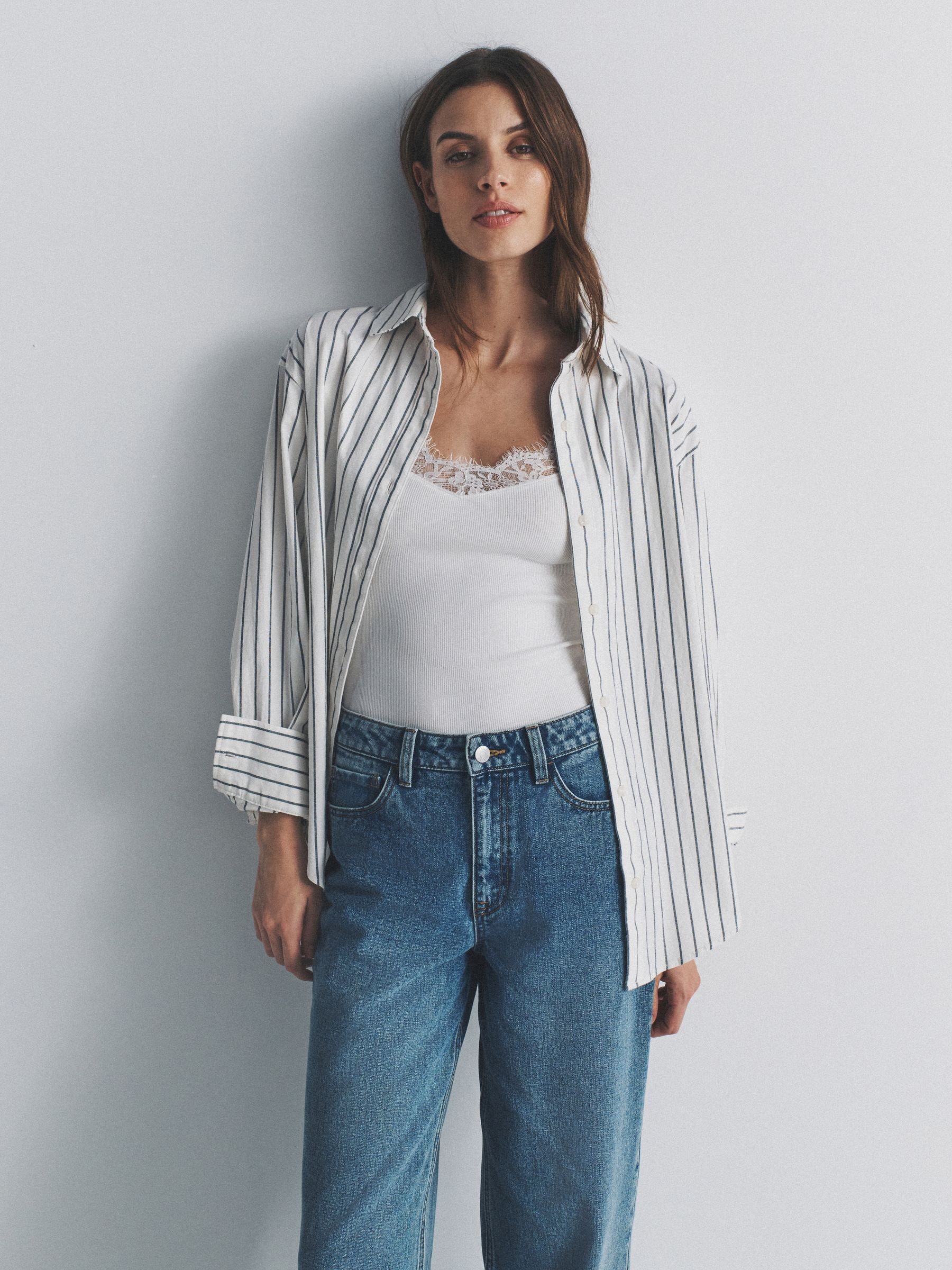 The Set 2 Pack Cotton Oxford Shirts Navy Blue/White Stripe