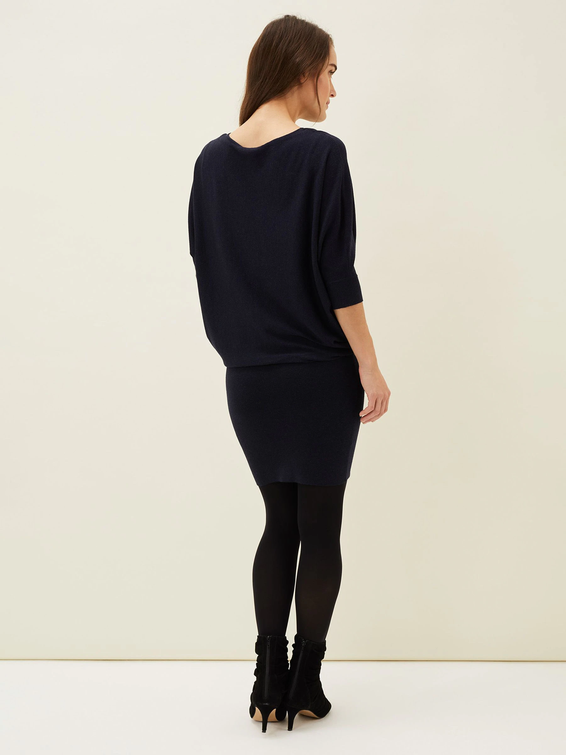 Phase Eight Navy Becca Batwing Knitted Dress