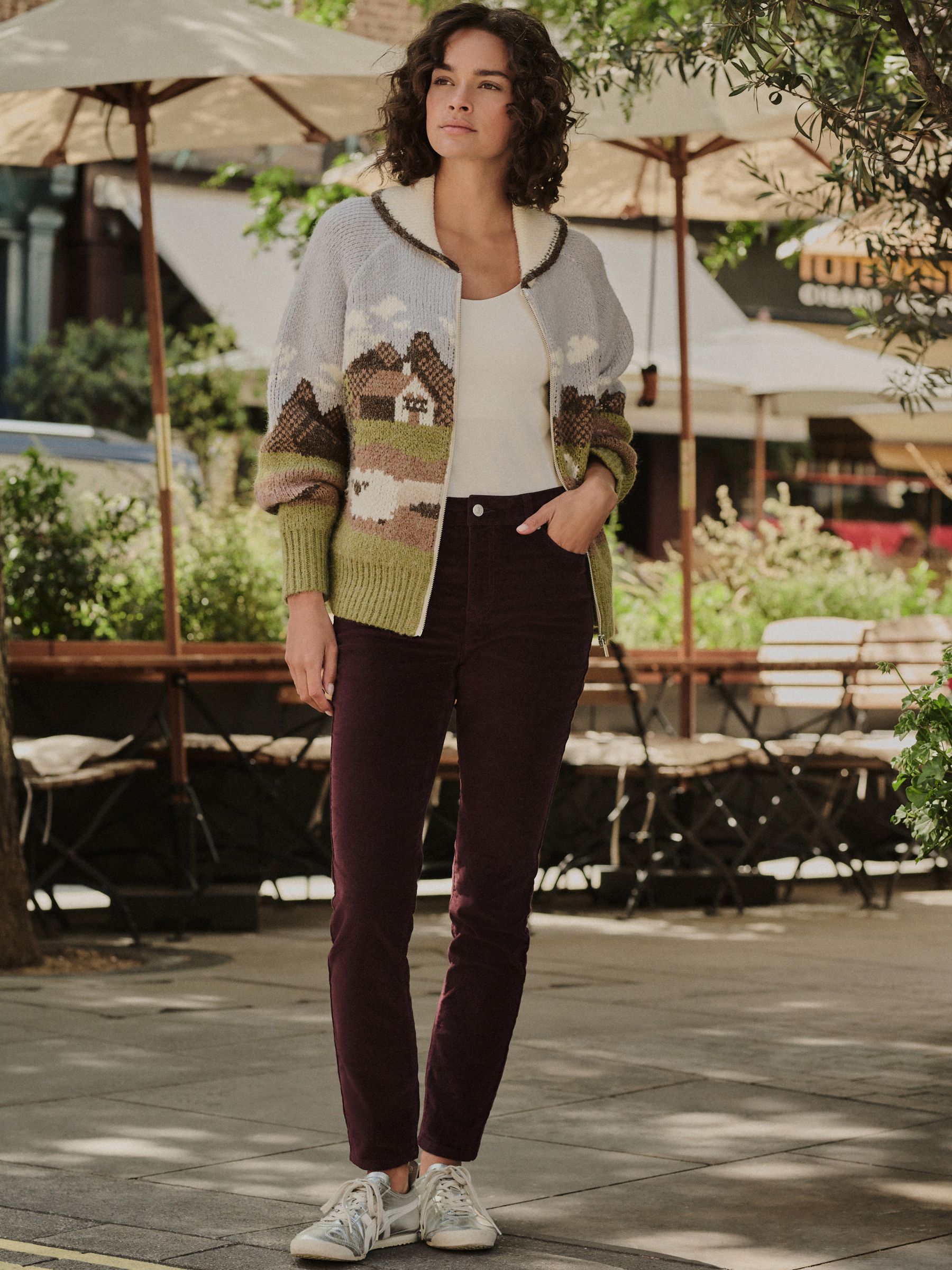 Burgundy Red Slim Velvet Cord Jeans