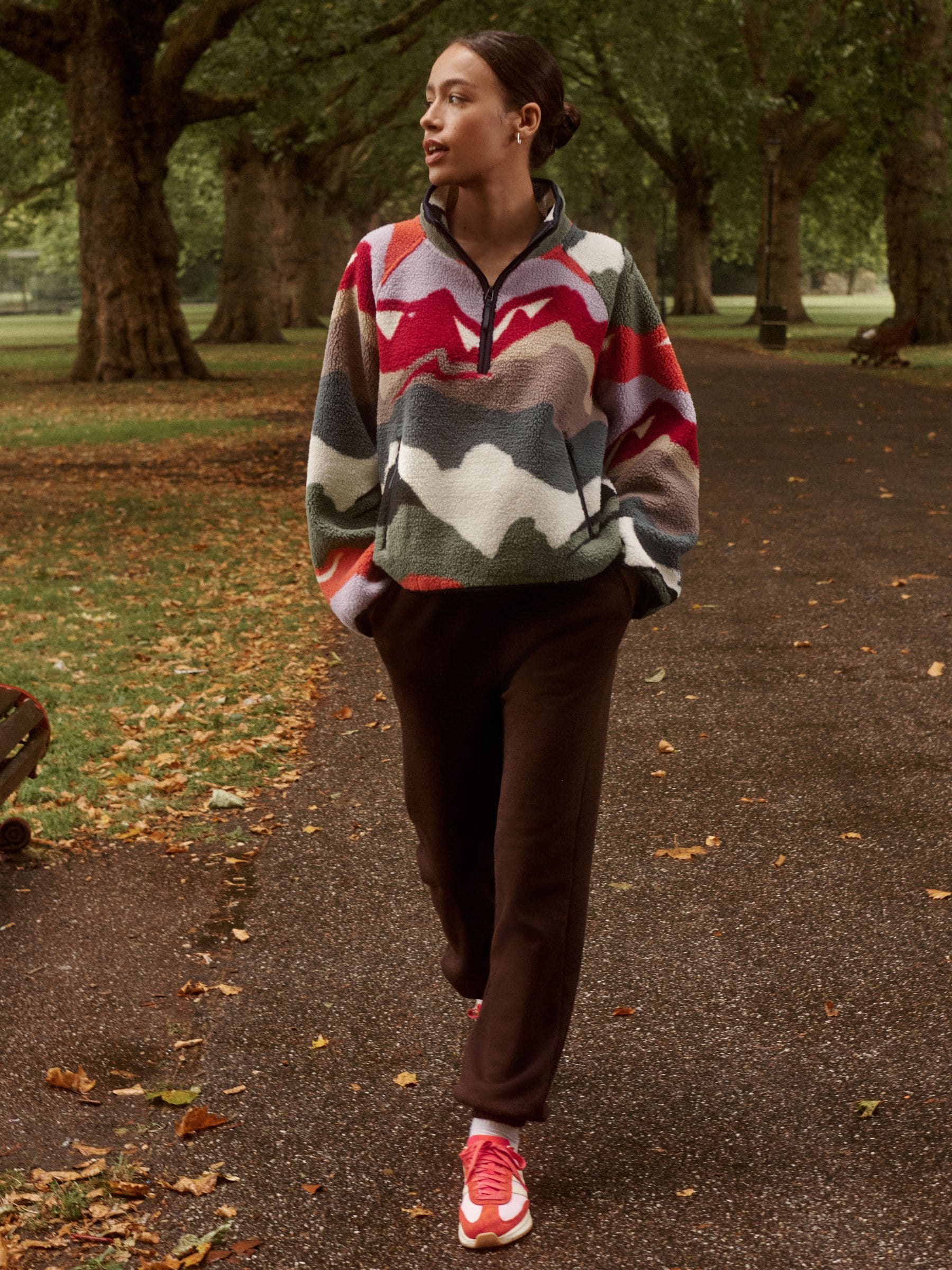 Mountain Print Active Printed Borg Jacket