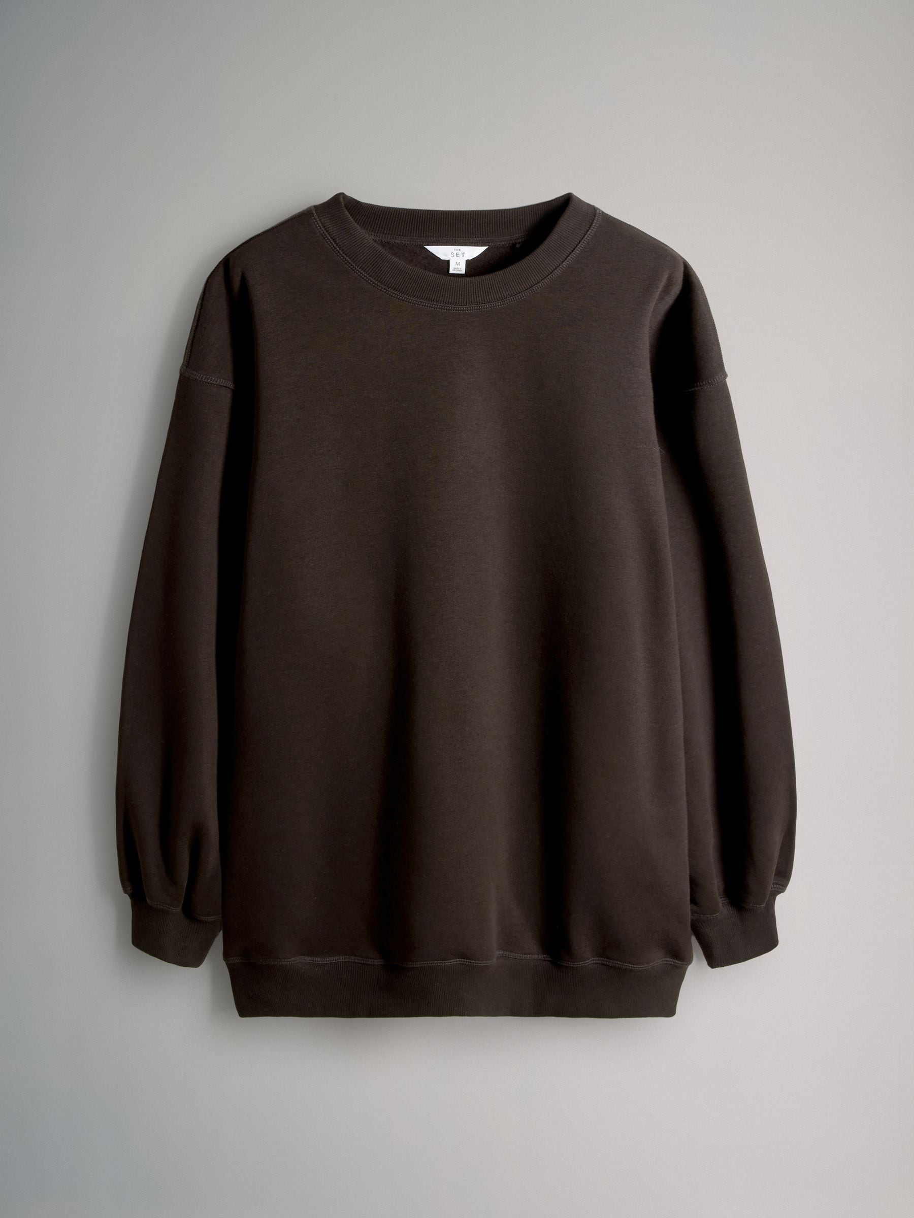 The Set 2 Pack Longline Crew Neck Sweatshirt Black/Chocolate