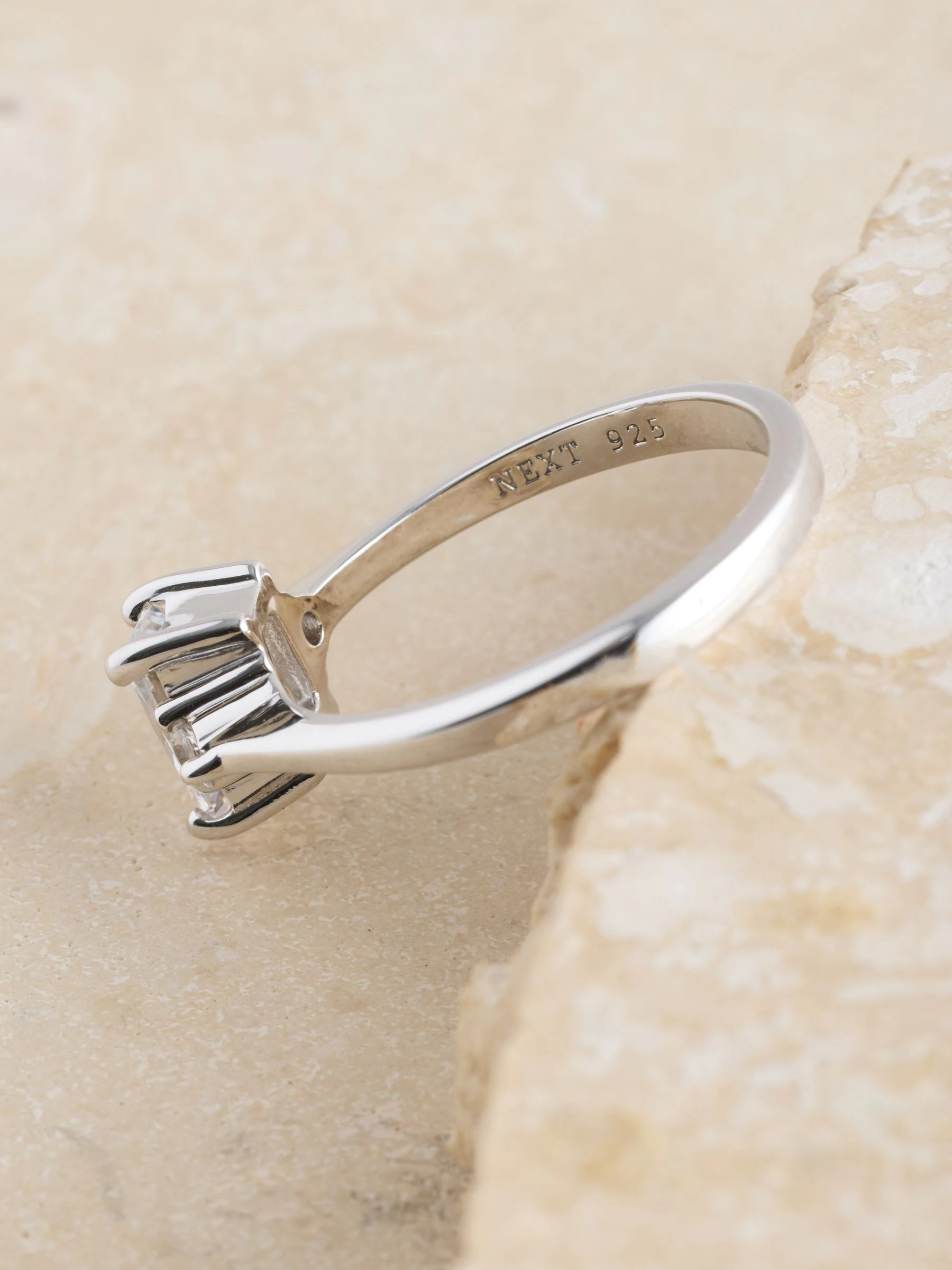 Sterling Silver Rectangular Sparkle Ring