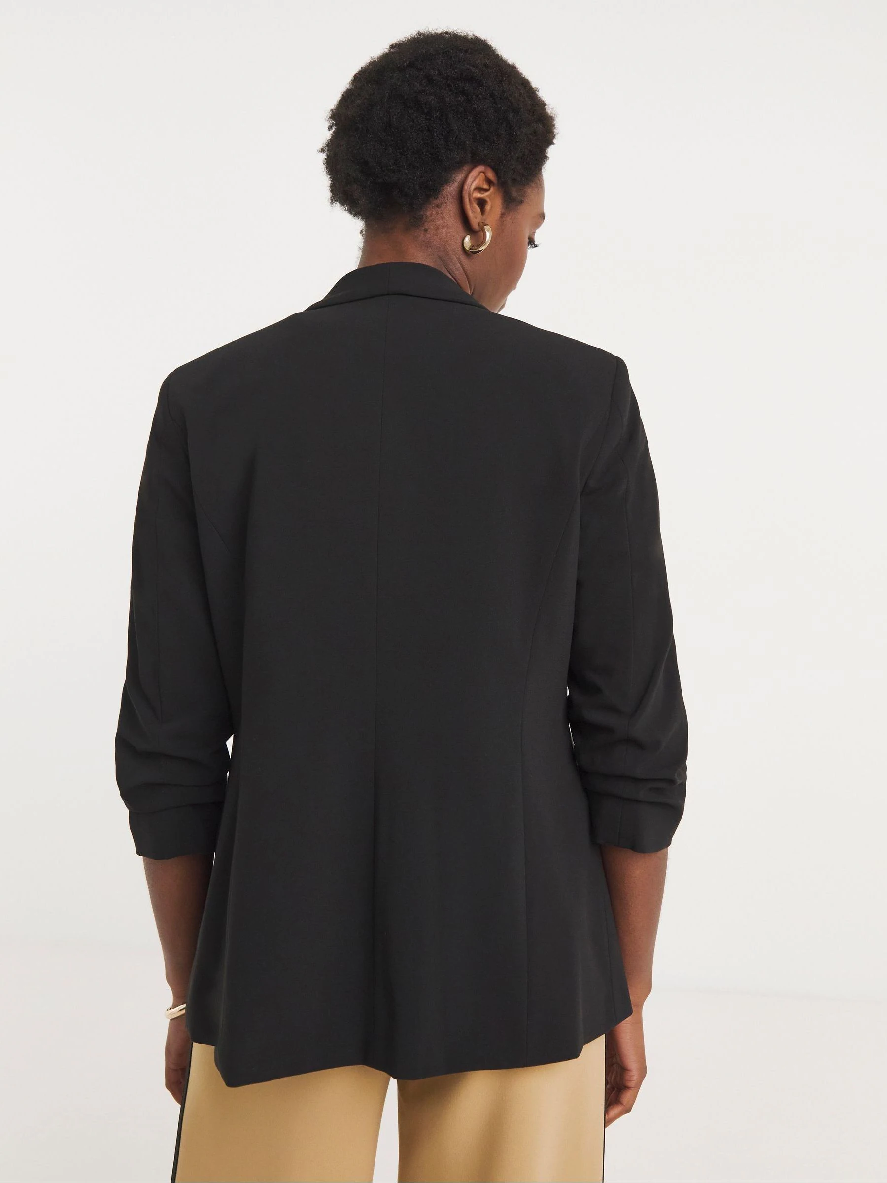 JD Williams Black Ruched Sleeve Blazer