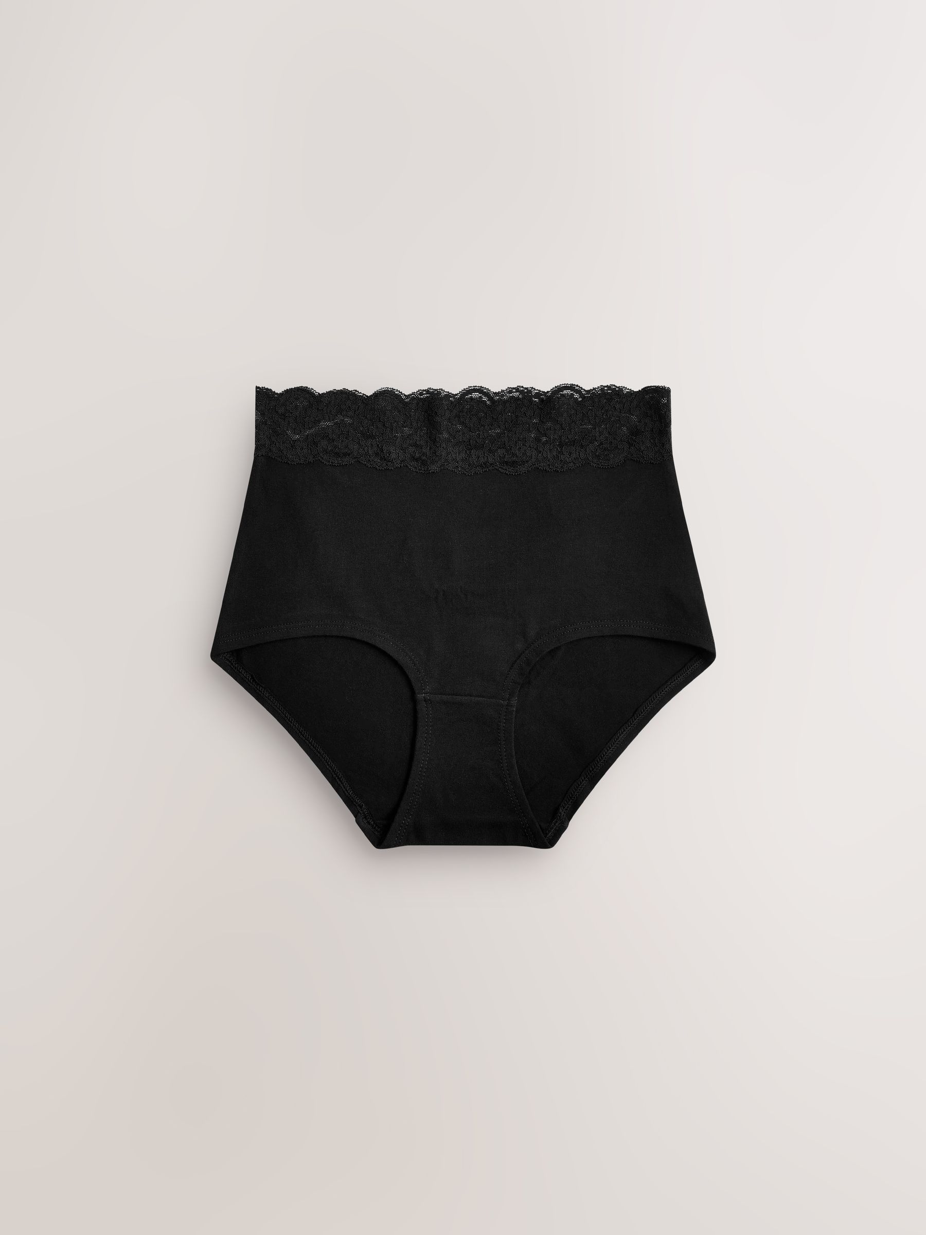 Black Full Brief Cotton Lace Knickers 4 Pack