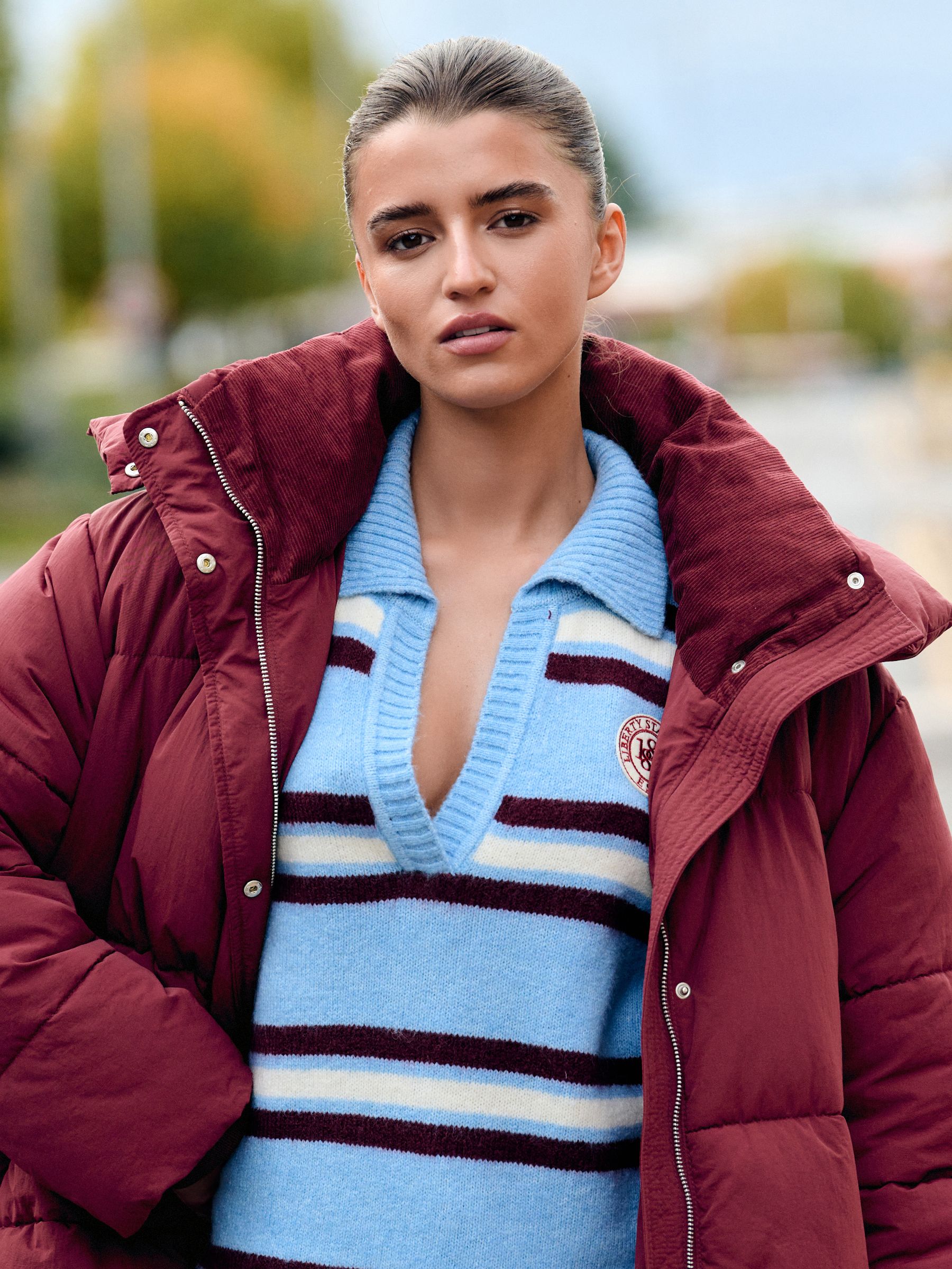 Red Shower Resistant Longline Padded Coat