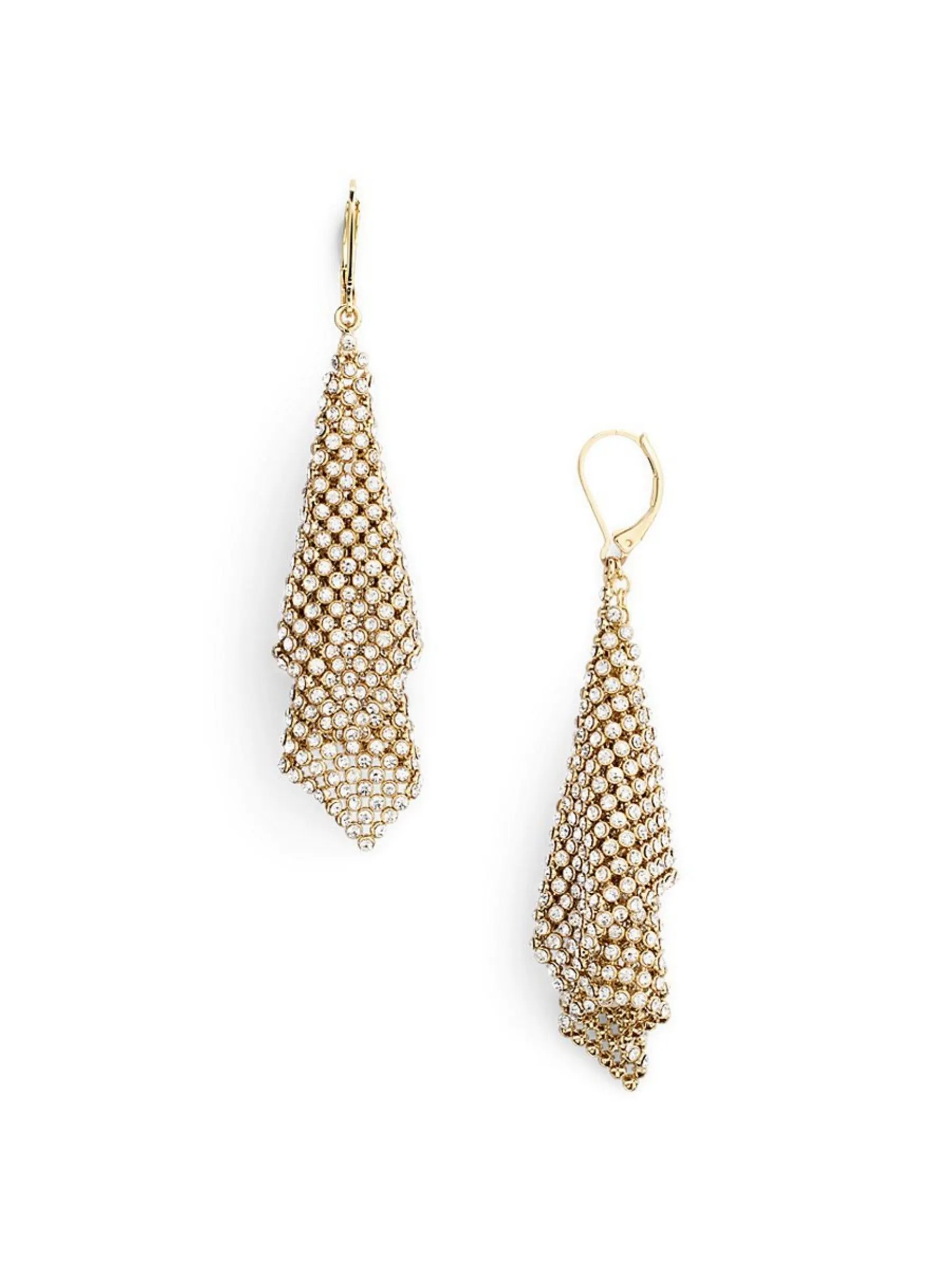 Lauren Ralph Lauren Gold Crystal Mesh Drop Earrings