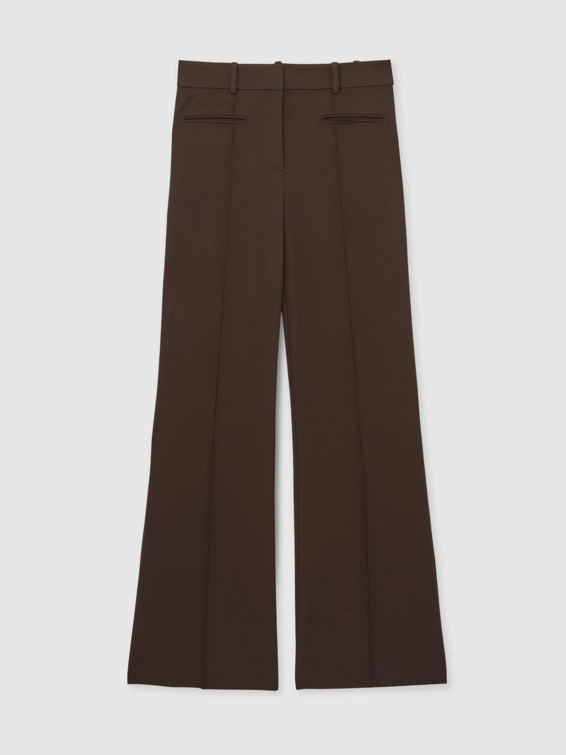 Reiss Chocolate Brown Claude High Rise Flared Trousers