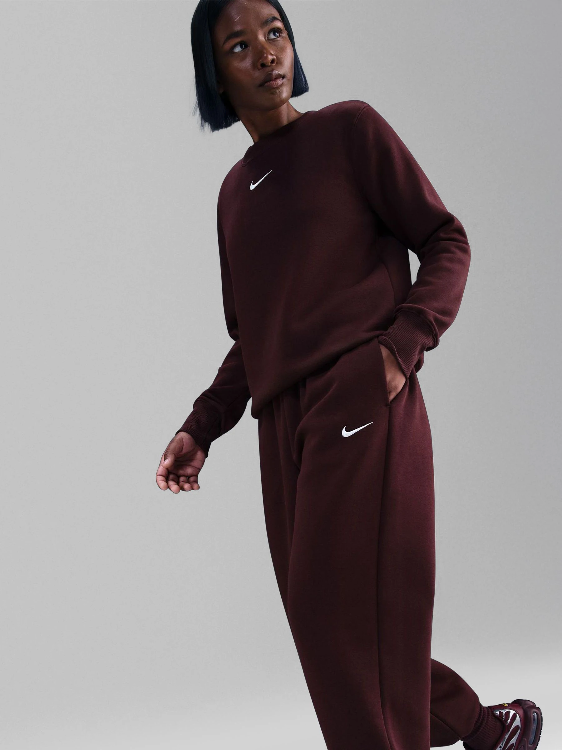 Nike Red Oversized Phoenix Fleece High Waisted Joggers