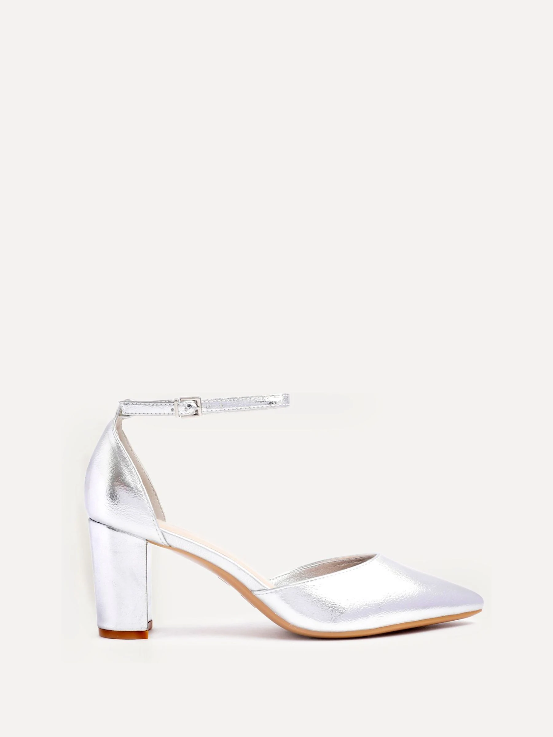 Linzi Silver Leona Closed Back Court Block Heels