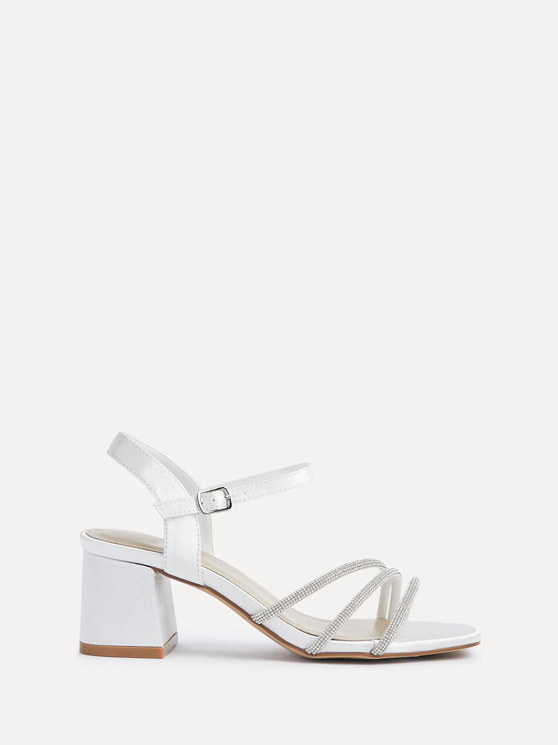 Linzi Cream Bridal Wide Fit Mariah Open Back Heels With Diamante Triple Front