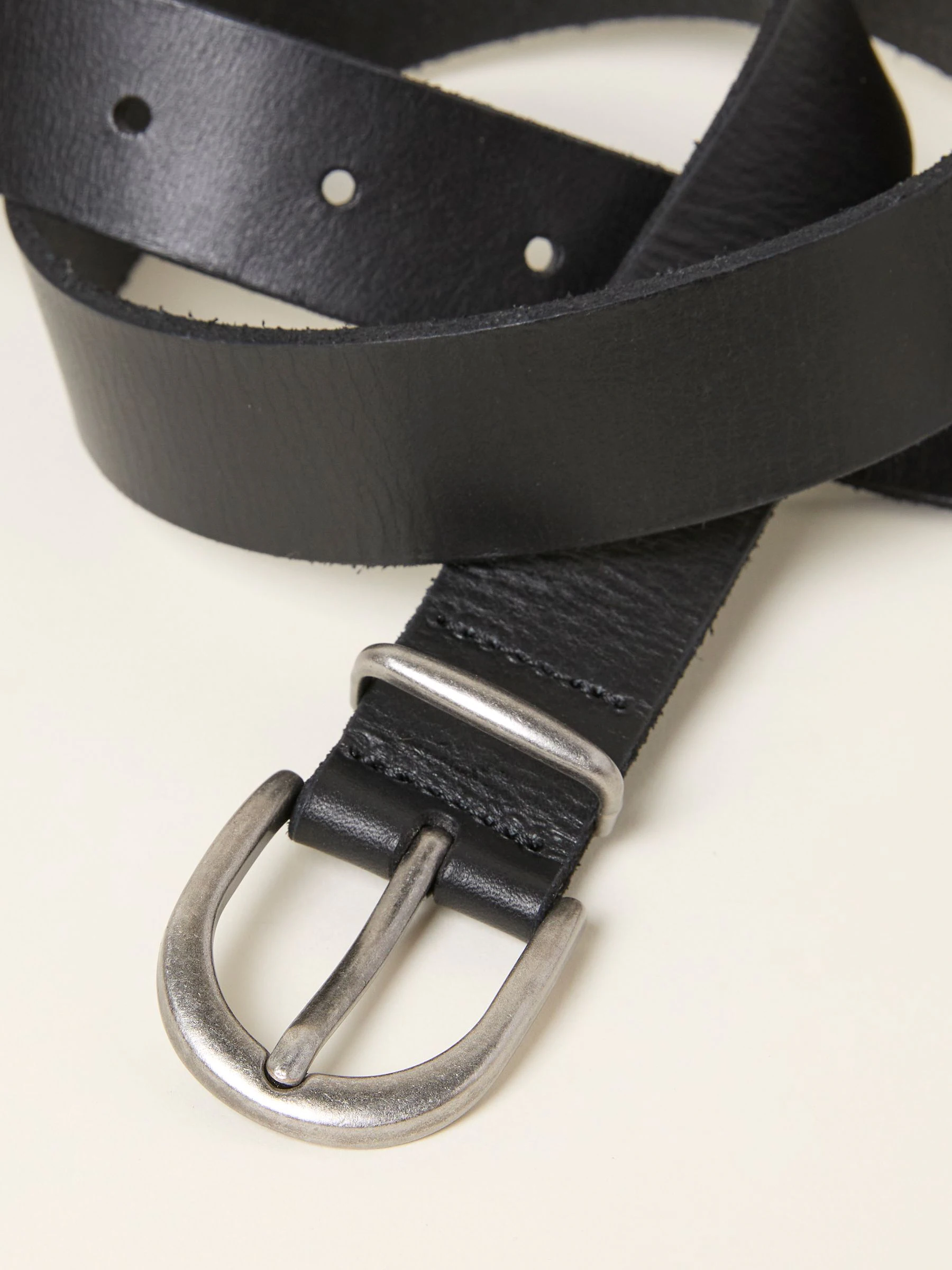 FatFace Black Plain Leather Belt