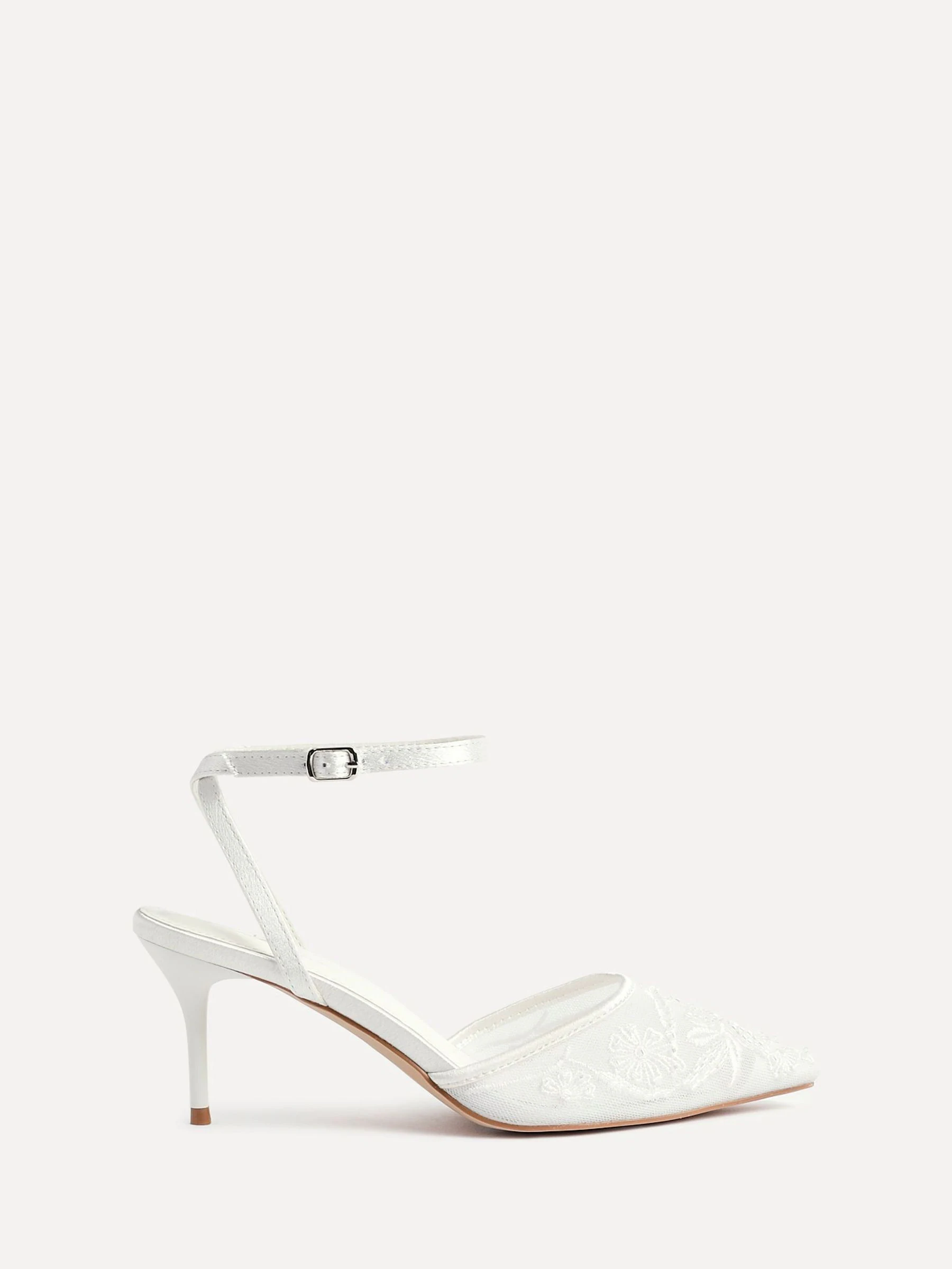 Linzi Ivory Serenade Beaded Mesh Court Heels