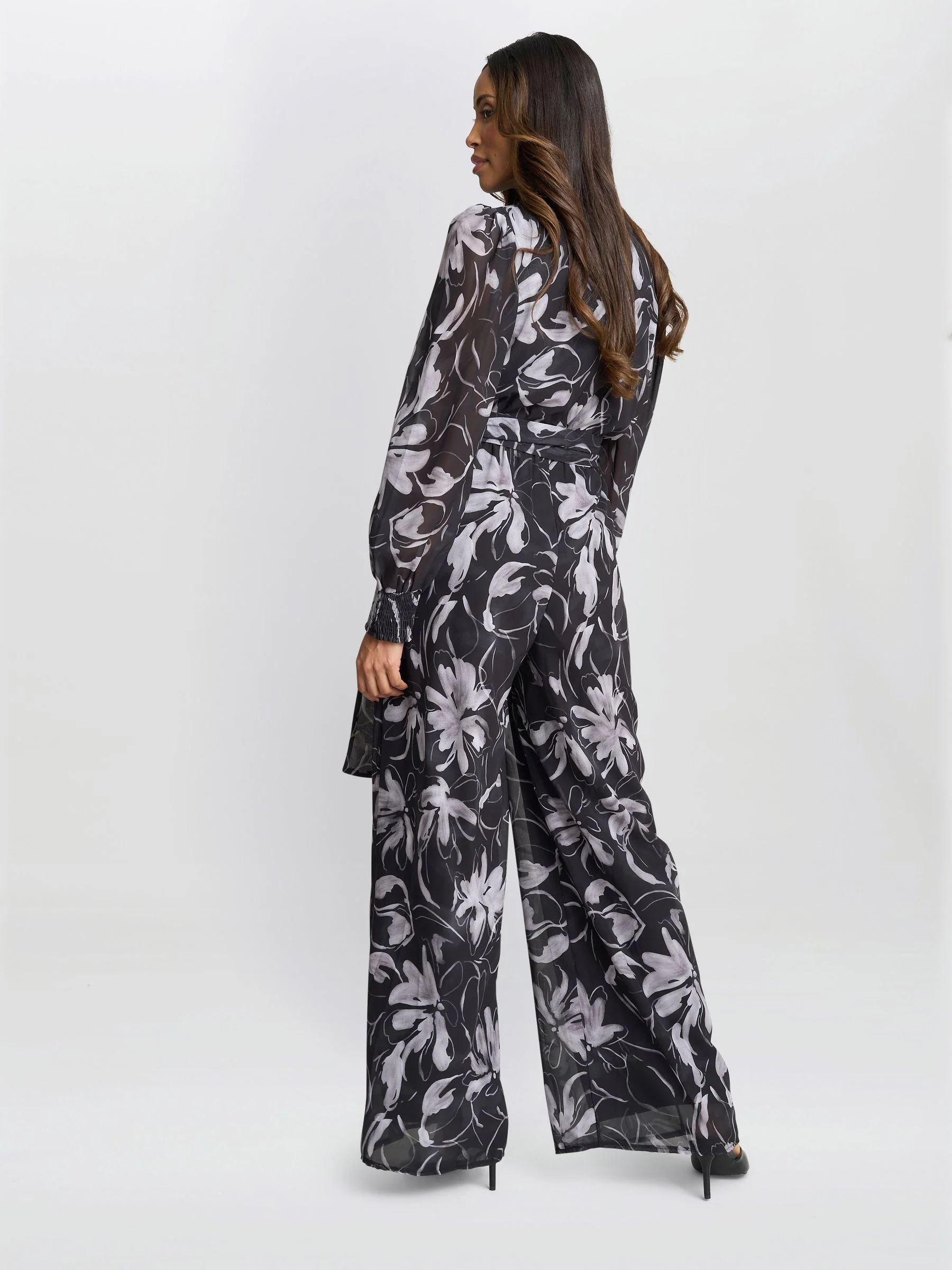 Gina Bacconi Black Kourtney Chiffon Jumpsuit