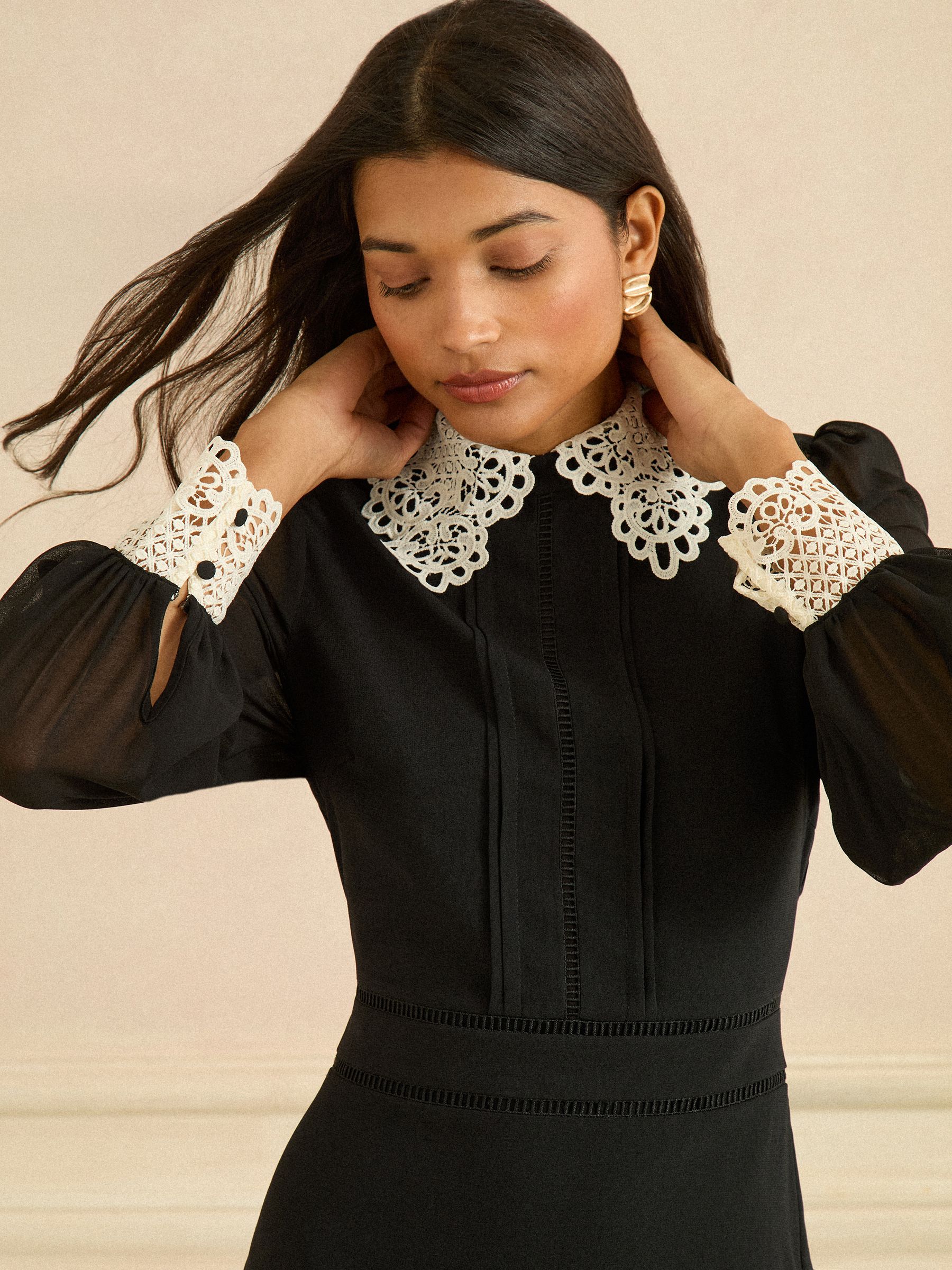 Love & Roses Black Lace Collar Mini Dress