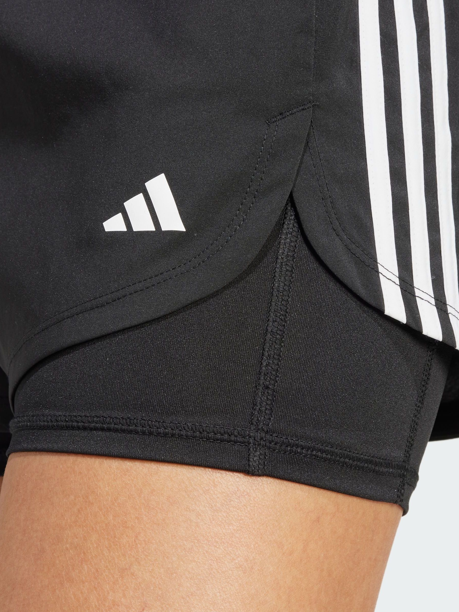 adidas Black Pacer 3-Stripes Training Woven Shorts