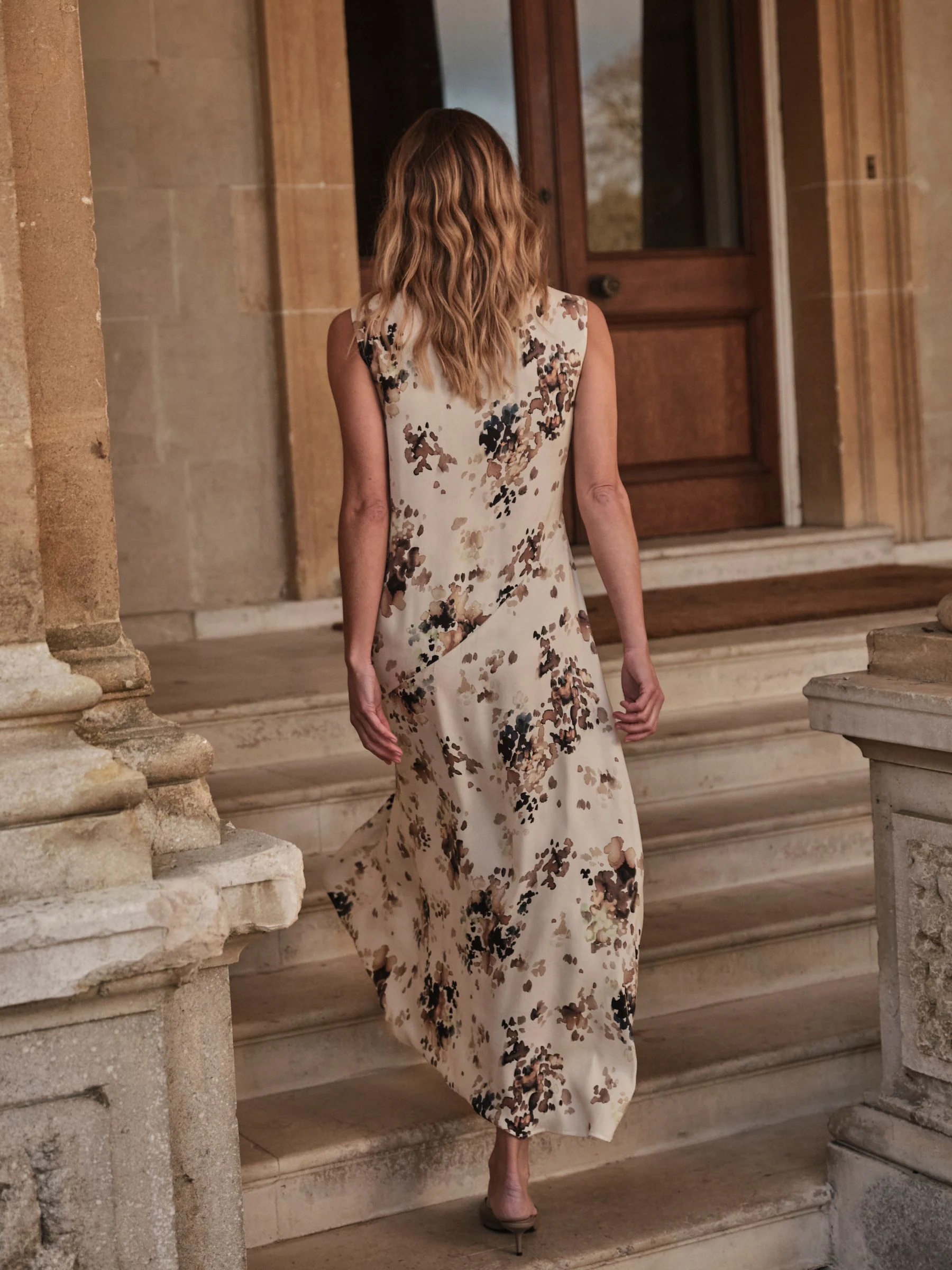 FatFace Liza Ivory Floral Cowl Neck Dress