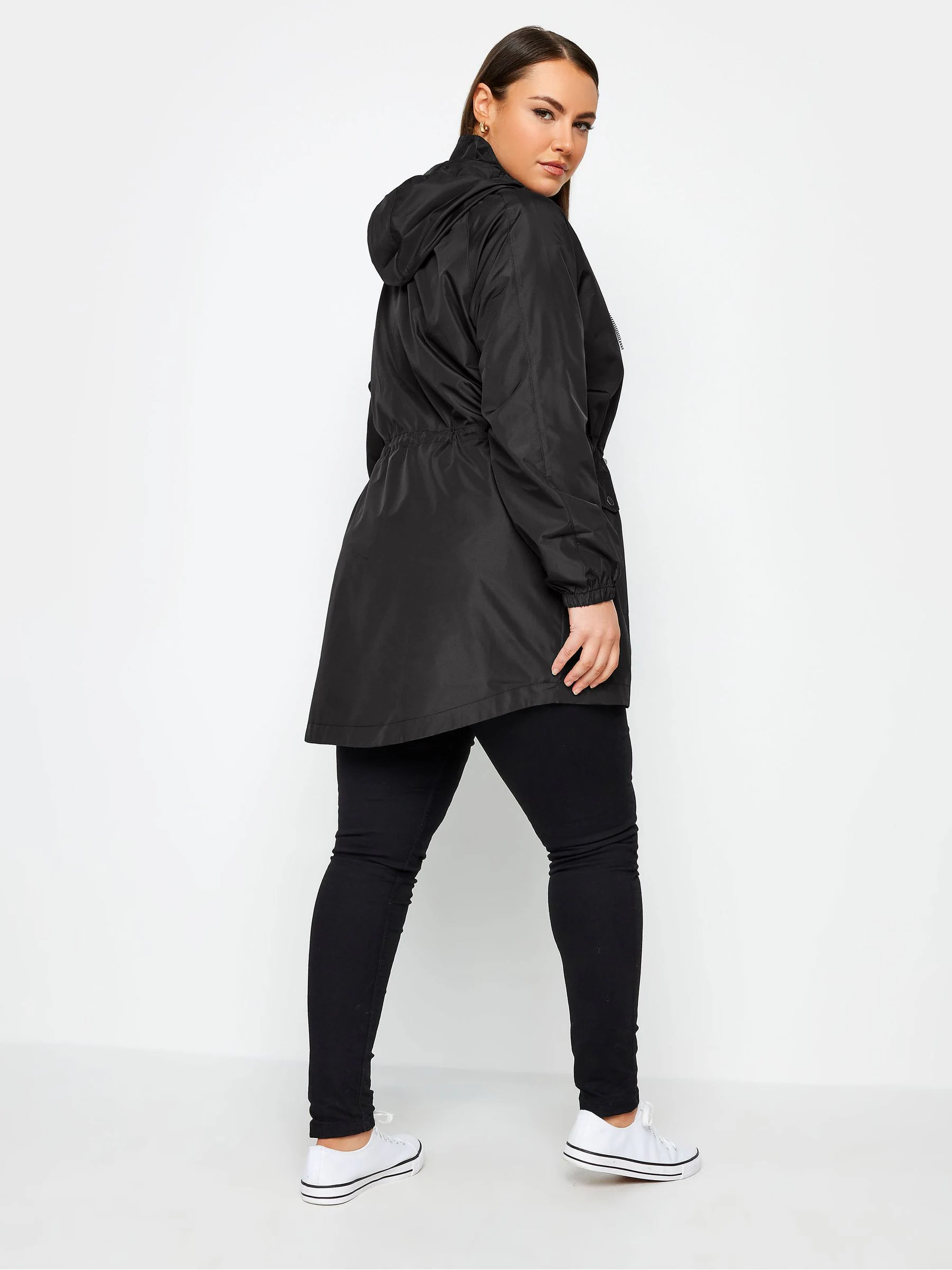 Yours Curve Black Showerproof Lightweight Parka